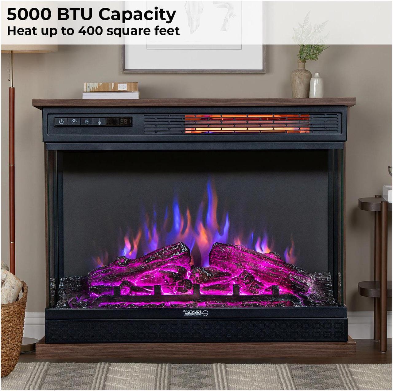 Alt view image 6 of 7 - Equator 26" Freestanding Portable Fireplace Only Heat or 7 Color LED Remote 110V