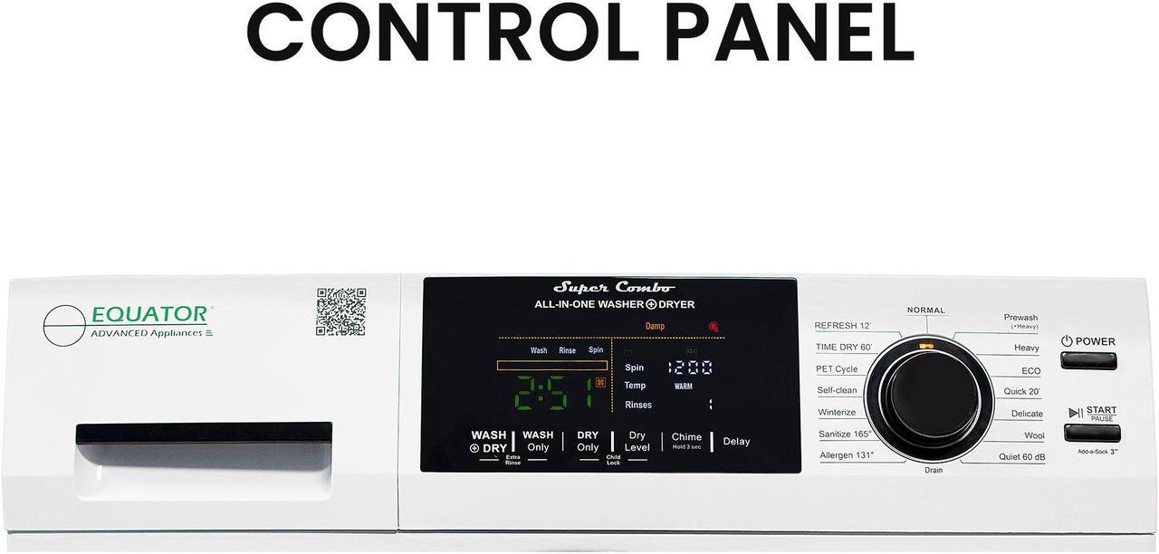 Alt view image 6 of 6 - Equator 1.6cf 110V Vented Sani Combo Washer Dryer Pet Cycle + Pedestal ADA
