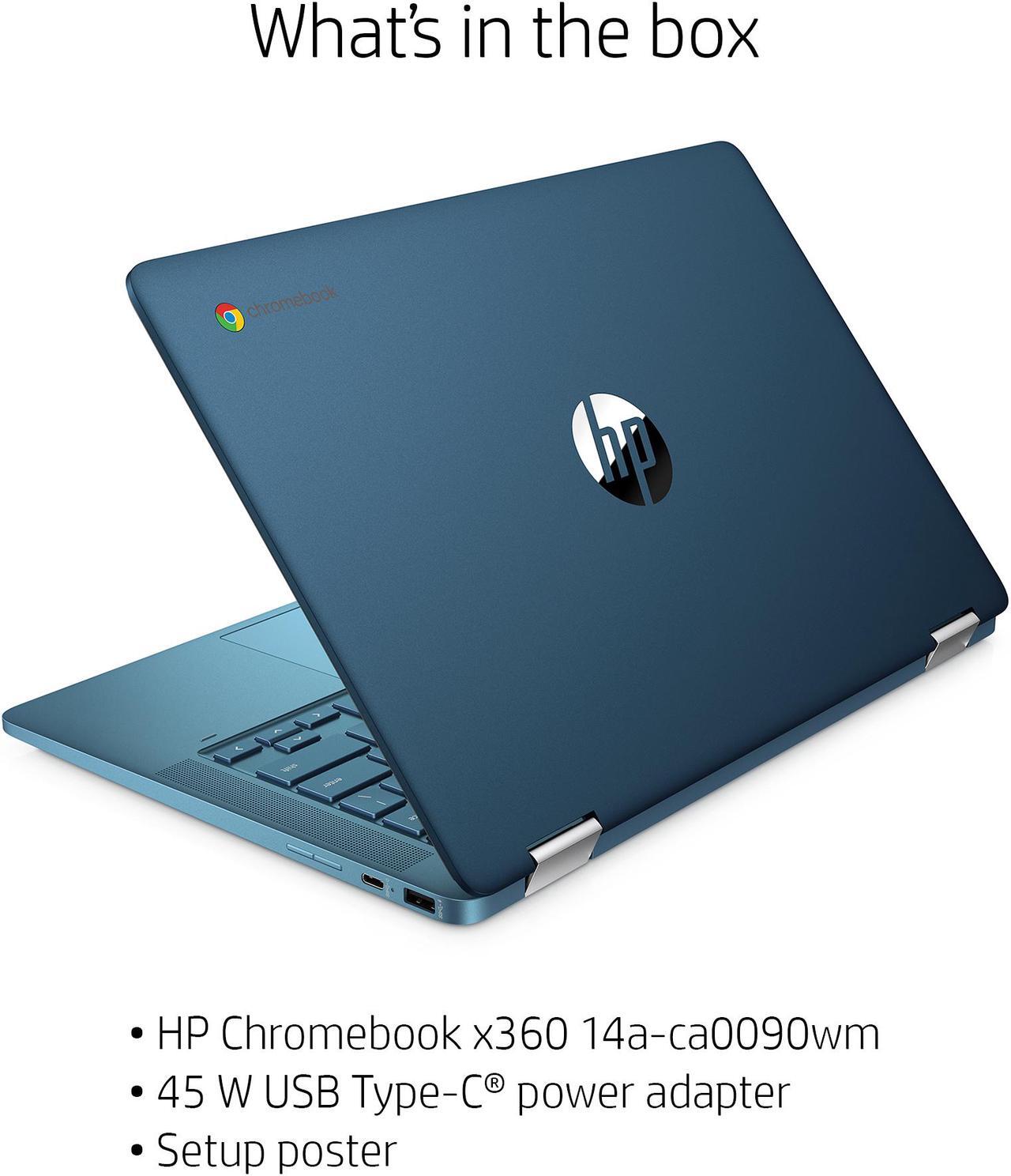 Alt view image 3 of 6 - HP 14" 2-in-1 Convertible Touchscreen HD Chromebook (Intel Celeron N4020 Processor, 4 GB LPDDR4-2400 SDRAM, 64 GB eMMC, Intel UHD Graphics 600, Chrome OS, Teal)