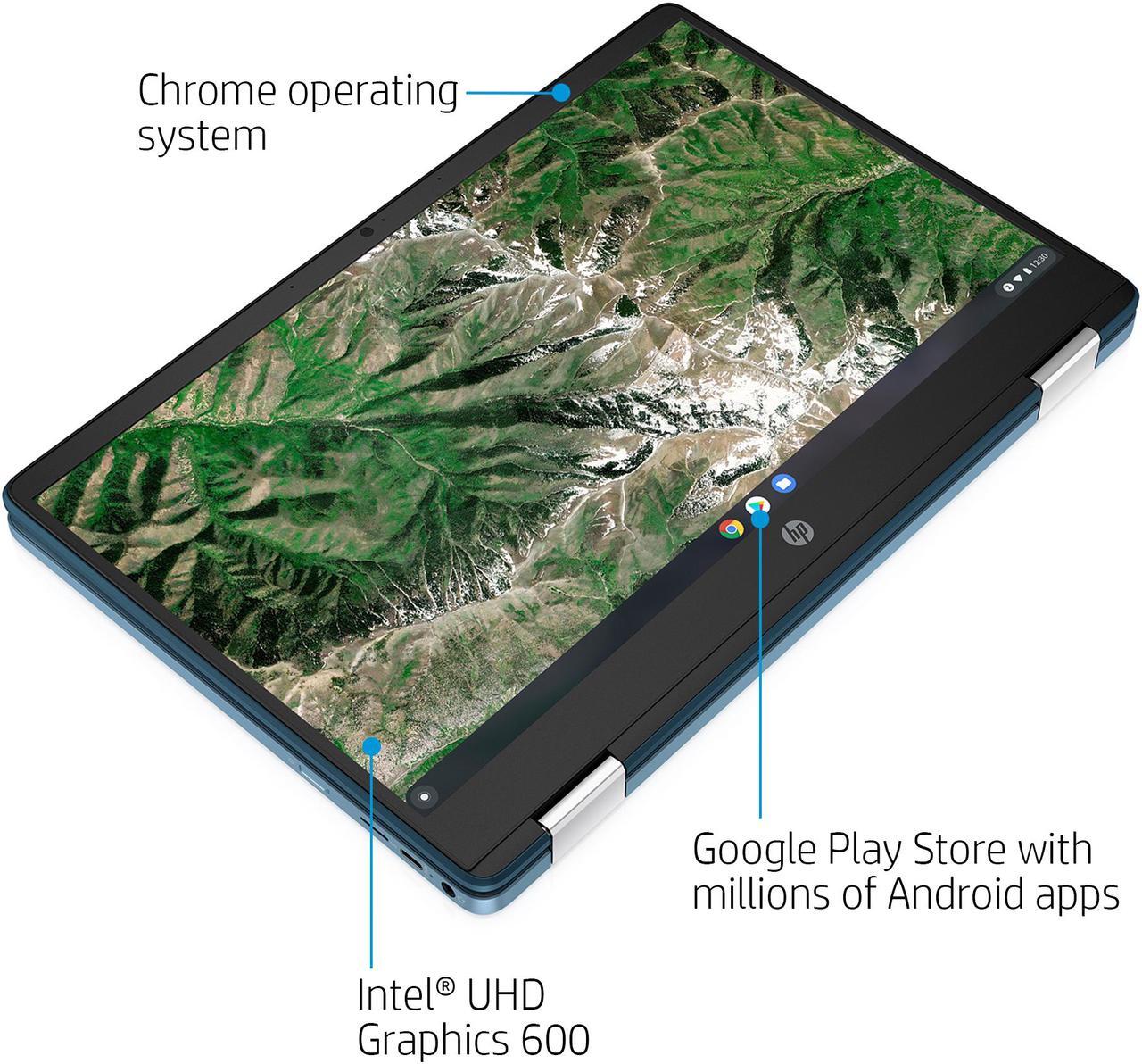 Alt view image 6 of 6 - HP 14" 2-in-1 Convertible Touchscreen HD Chromebook (Intel Celeron N4020 Processor, 4 GB LPDDR4-2400 SDRAM, 64 GB eMMC, Intel UHD Graphics 600, Chrome OS, Teal)