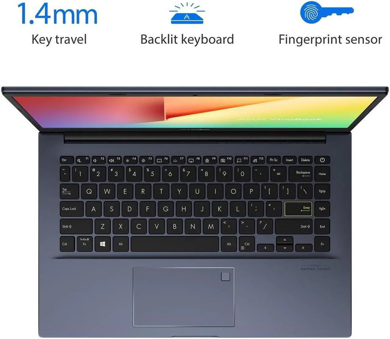 Alt view image 2 of 6 - ASUS VivoBook M413 Thin and Light 14” FHD (1920x1080) Laptop (AMD Ryzen 5 3500U Processor, 8GB DDR4 RAM, 256GB PCIe SSD, Backlit Keyboard, Fingerprint Reader, Windows 10 Home, Bespoke Black)