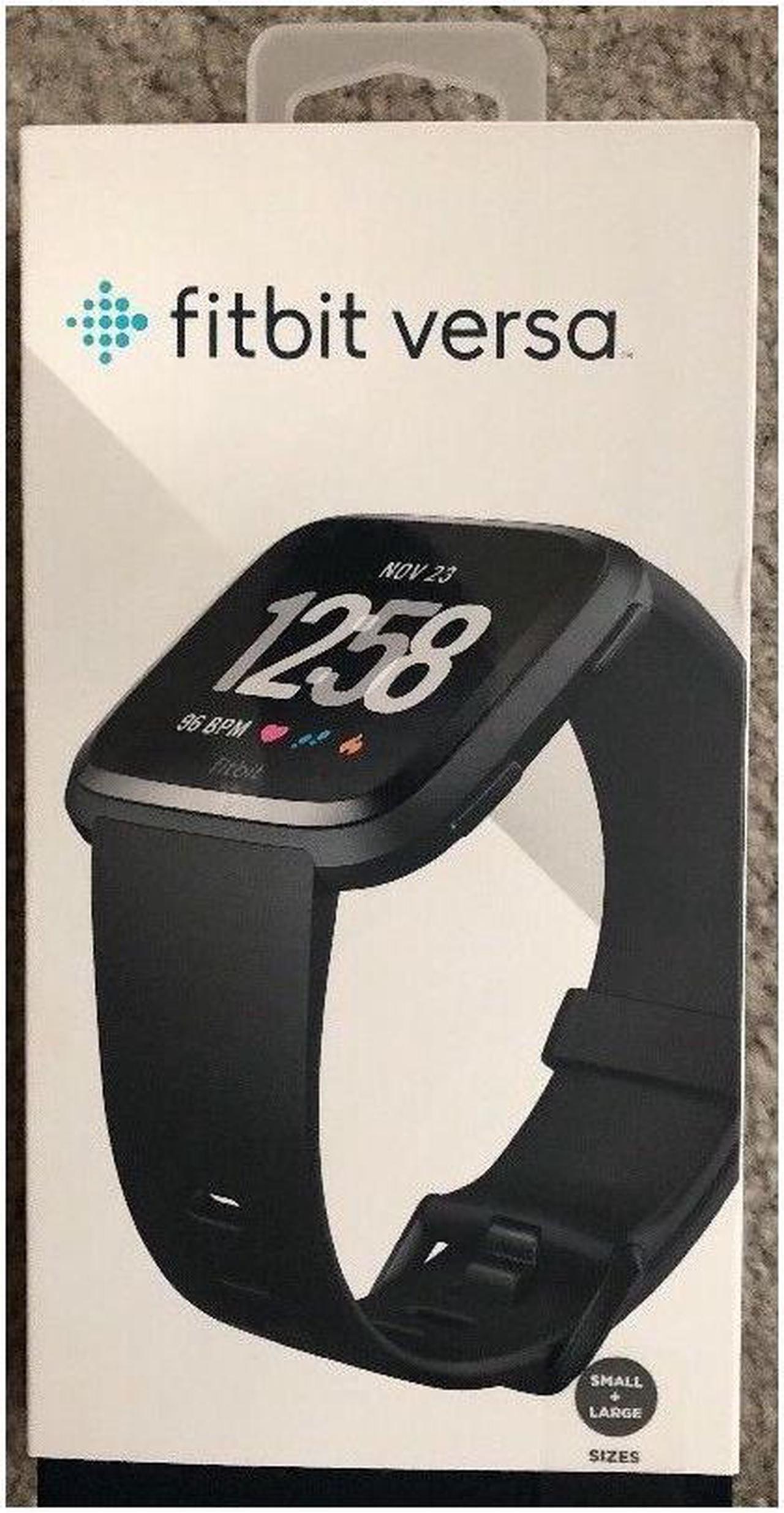 Alt view image 2 of 13 - Fitbit Versa Smart Watch Black and Black Aluminium One Size S & L Bands Included
