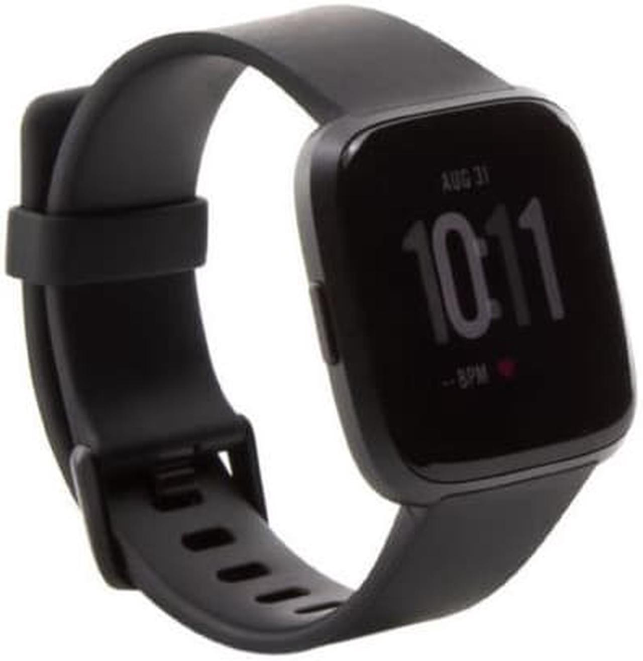 Alt view image 4 of 13 - Fitbit Versa Smart Watch Black and Black Aluminium One Size S & L Bands Included