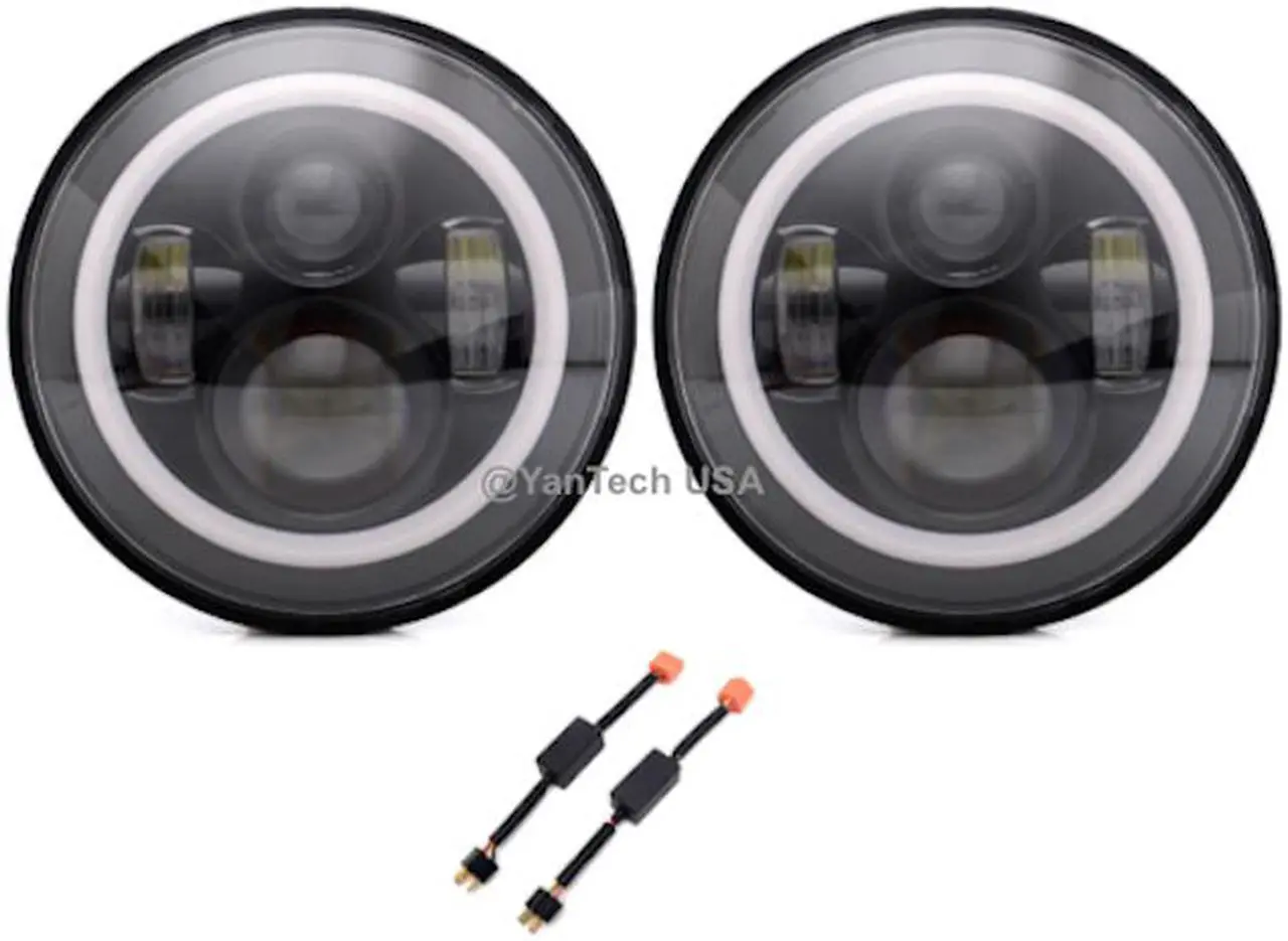 Main image of 2 x 7" Round LED Headlights DRL&High/Low Beam For Jeep Wrangler JK TJ LJ CJ Hummer