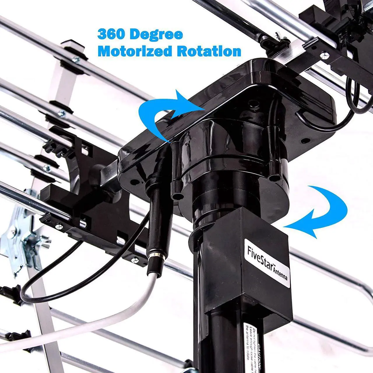Alt view image 4 of 6 - [Newest 2020] FiveStar Outdoor TV Antenna 200-Mile Long Range, 360 Degree Directional Rotation, Amplified, HDTV, Water Resistant, UV Resistant, Come with Installation Kit and Mounting Pole