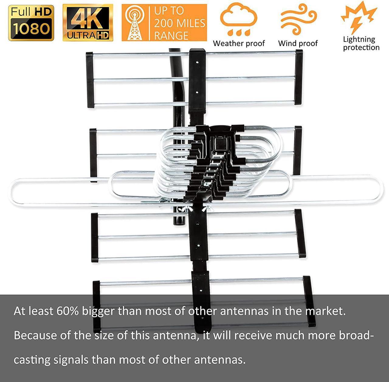 Alt view image 6 of 7 - Five Star Outdoor HDTV Antenna up to 200 Mile Long Range, Attic or Roof Mount TV Antenna, Long Range Digital OTA Antenna for 4K 1080P VHF UHF Includes J Mount, 40 ft. RG6 Coaxial Cable (No Kit)