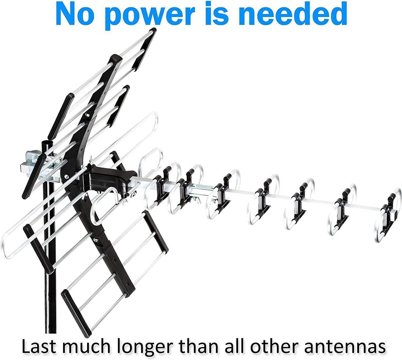 Alt view image 4 of 7 - Five Star Outdoor HDTV Antenna up to 200 Mile Long Range, Attic or Roof Mount TV Antenna, Long Range Digital OTA Antenna for 4K 1080P VHF UHF Includes J Mount, 40 ft. RG6 Coaxial Cable (No Kit)
