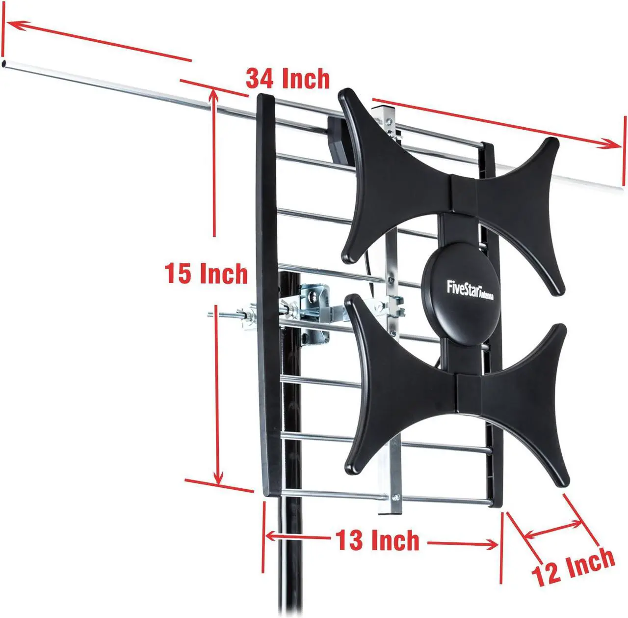 Alt view image 6 of 6 - Five Star Multi-Directional 4V HDTV Antenna - up to 150 Mile Range, UHF/VHF, Indoor, Attic, Outdoor, 4K Ready 1080P FM Radio (Standard Plus J Pole, No Kit)