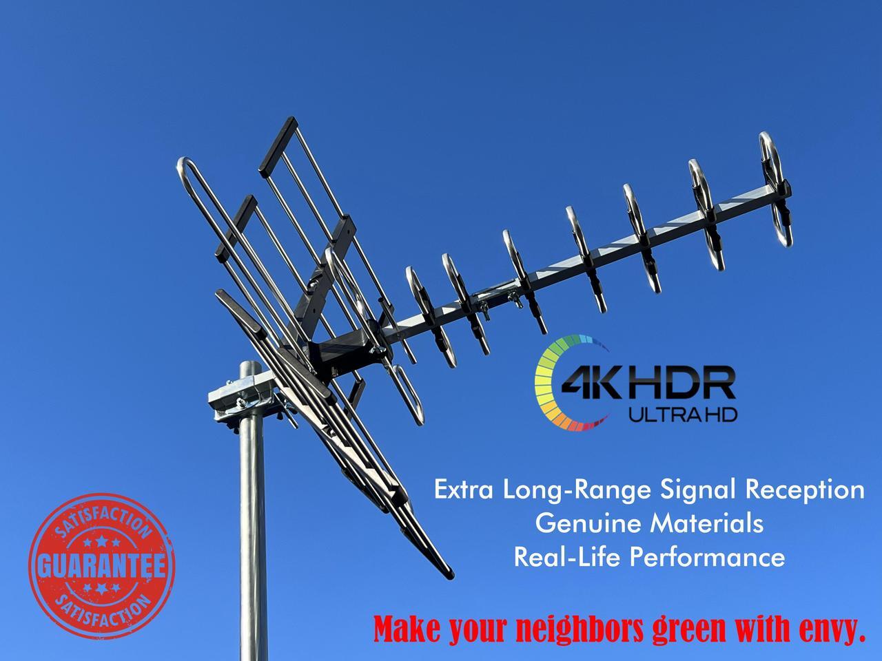 Main image of Five Star Outdoor HDTV Antenna up to 200 Mile Long Range, Attic or Roof Mount TV Antenna, Long Range Digital OTA Antenna for 4K 1080P VHF UHF Includes J Mount, 40 ft. RG6 Coaxial Cable (No Kit)