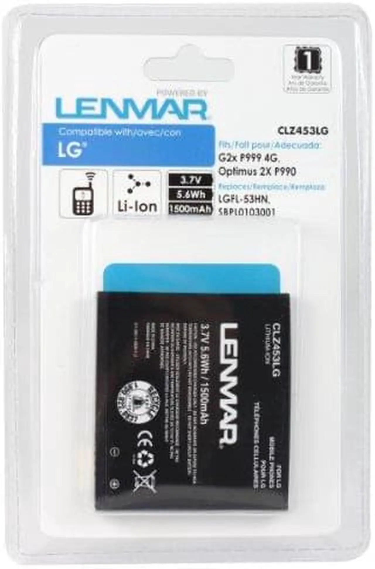 Alt view image 2 of 3 - Lenmar CLZ453LG Replacement Battery for LG G2x P999 4G - Retail Packaging - Black