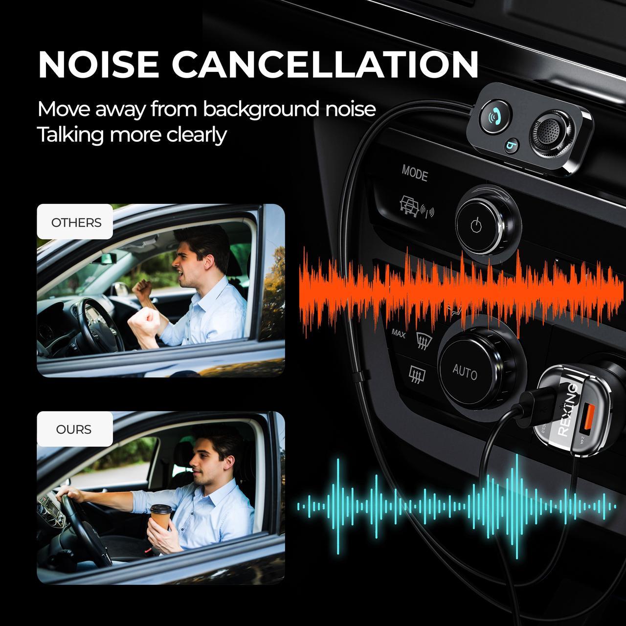 Alt view image 3 of 6 - Rexing AUX2 Mini Bluetooth Receiver for car w/ Bluetooth 5.1, Dual USB, Quick Charge 3.0, Enhanced Bass, AUX 3.5mm Car Kit w/ Car Stereo Microphone for Hands-Free Calling, Siri&Google Assistant