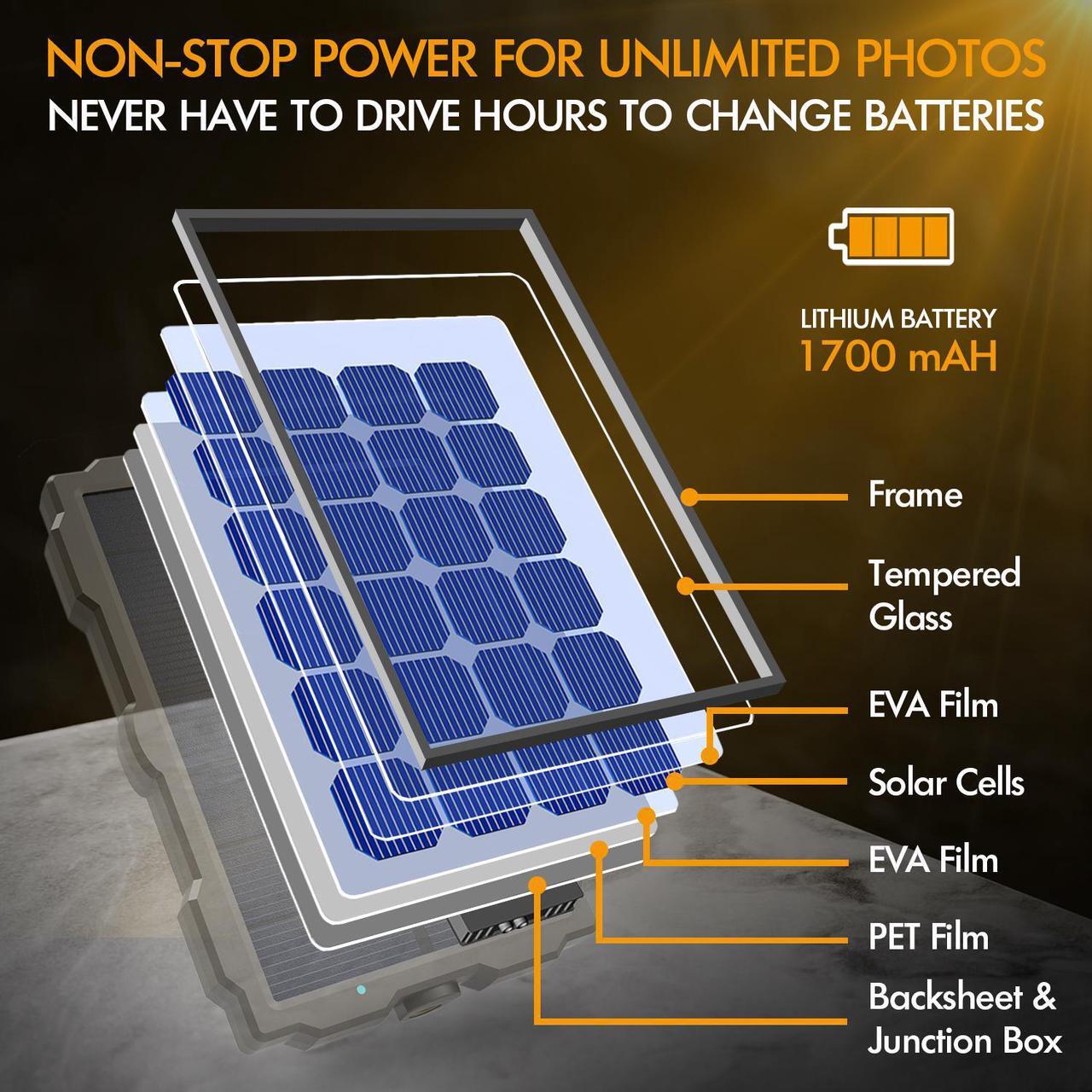 Alt view image 3 of 7 - Trail Camera Solar Panel Kit Waterproof 12V Solar Charger with 2400 mAh Rechargeable Lithium Battery Outdoor Power System for All Hunting Cameras