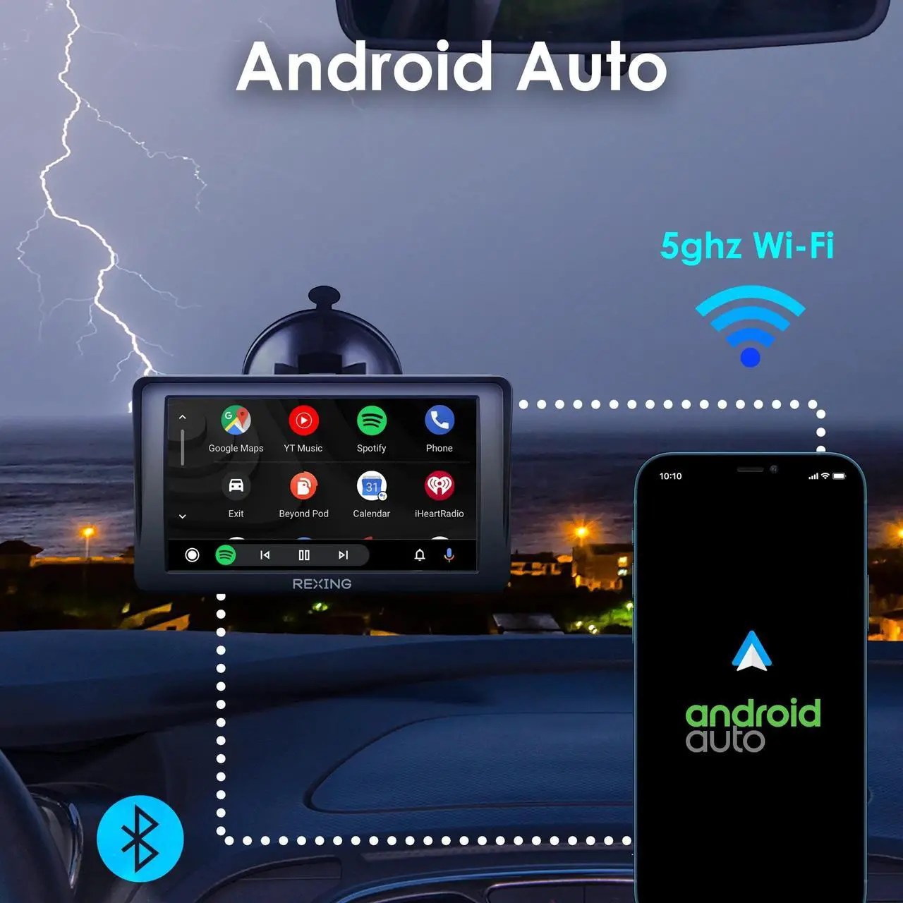 Alt view image 4 of 7 - REXING W1 Multimedia Receiver W/ Backup Camera 7 IPS Touch Screen, Apple Carplay, Android Auto, FM Transmitter, Dual Band WiFi, Aux Port, GPS Navigation, Voice Control, Spotify, Phone Calls