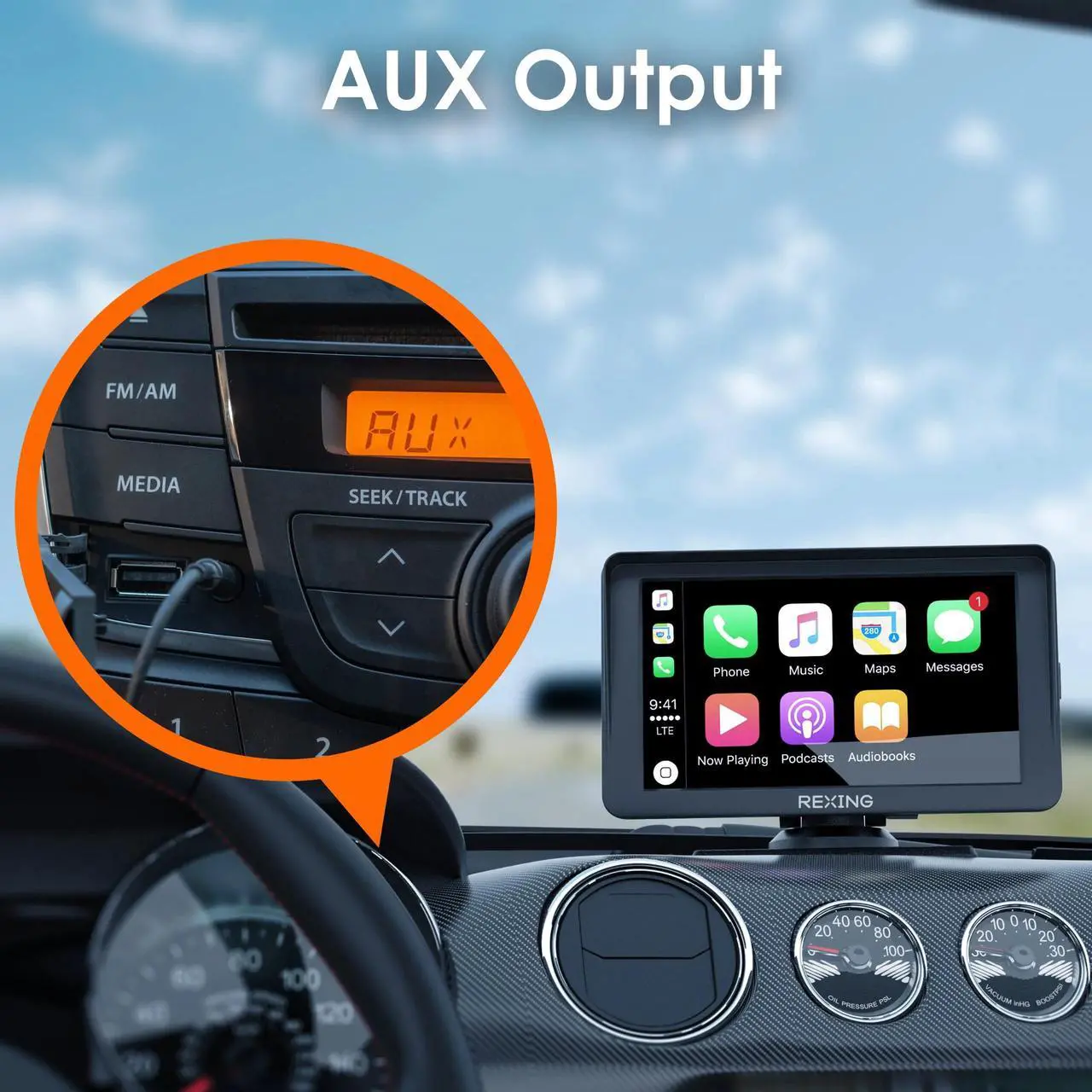 Alt view image 7 of 7 - REXING W1 Multimedia Receiver W/ Backup Camera 7 IPS Touch Screen, Apple Carplay, Android Auto, FM Transmitter, Dual Band WiFi, Aux Port, GPS Navigation, Voice Control, Spotify, Phone Calls