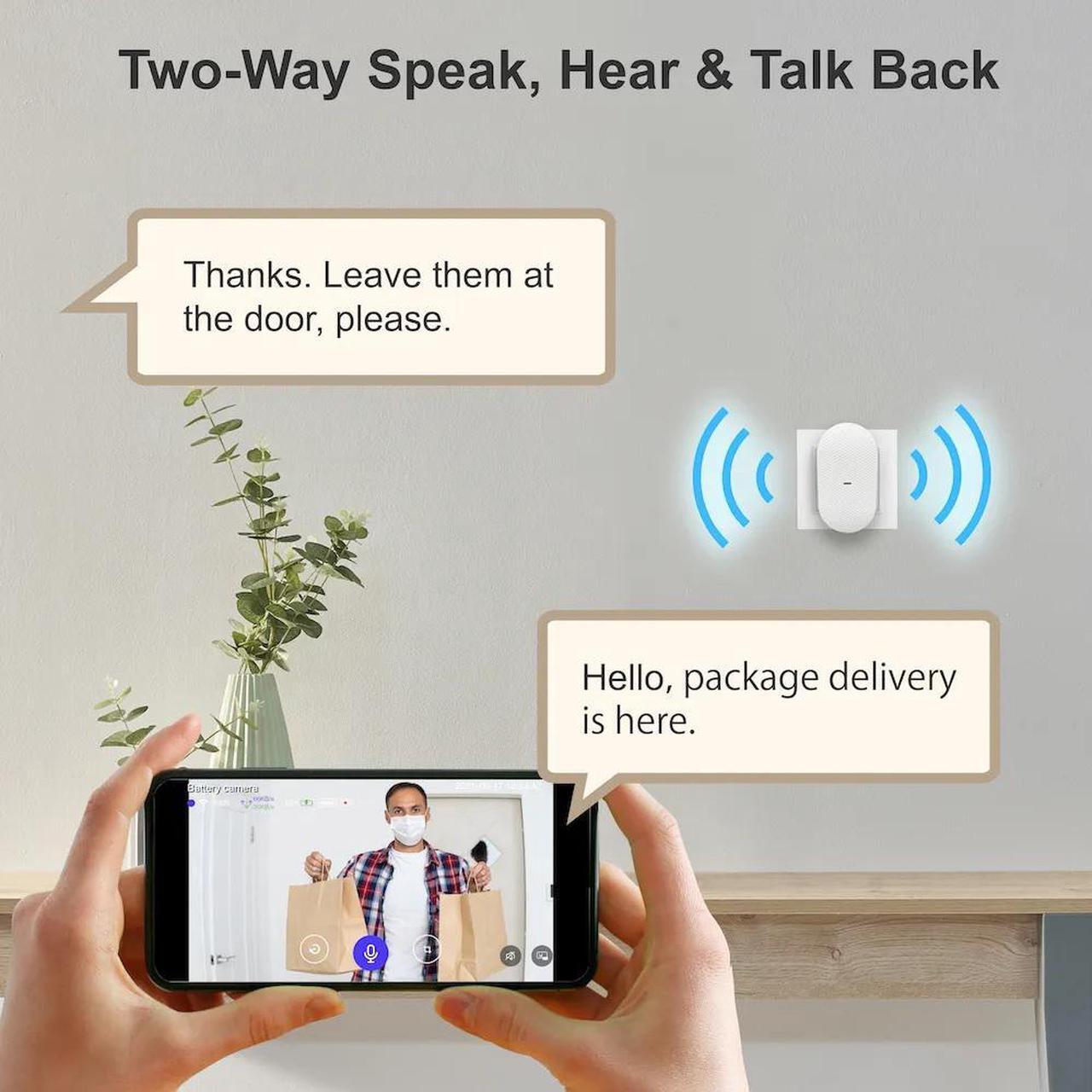 Alt view image 3 of 7 - Rexing SDB1 + Free 2 Year Warranty Smart Wireless Video Doorbell Camera 1080p Recording with WiFi, Ring Doorbell Chime, Rechargeable Battery, Two-Way Intercom, Motion Activated, Push Alerts