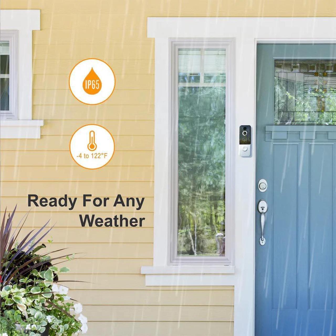 Alt view image 7 of 7 - Rexing SDB1 + Free 2 Year Warranty Smart Wireless Video Doorbell Camera 1080p Recording with WiFi, Ring Doorbell Chime, Rechargeable Battery, Two-Way Intercom, Motion Activated, Push Alerts