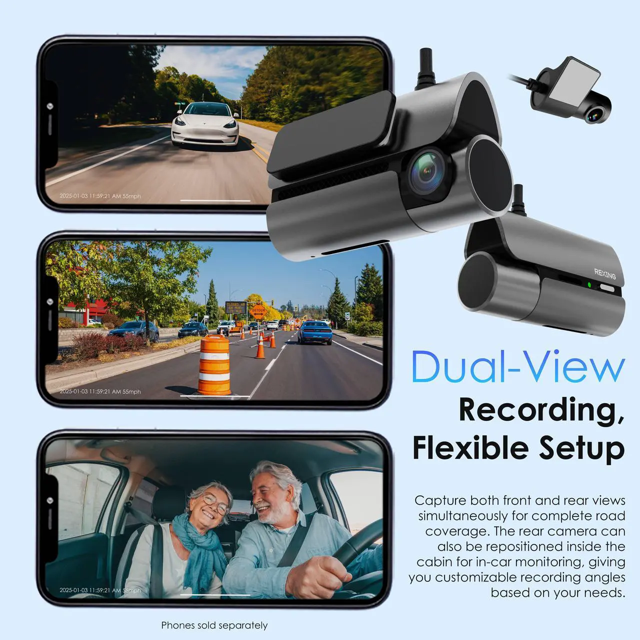 Alt view image 4 of 7 - Rexing 4G LTE 2-Channel Dash Cam with GPS  2.5K Front + 1080p Rear | Real-Time Remote Access & Alerts