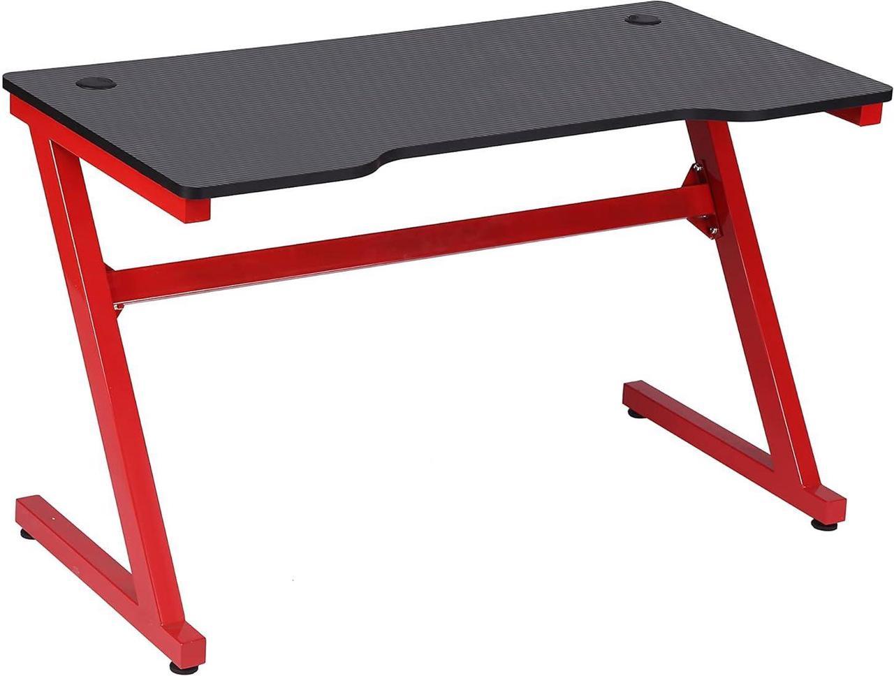 Boost Industries GDZ47-CF Z-Shaped "E-Sports Ready" Gaming Desk with Carbon Fiber Top 47.2" (Red)