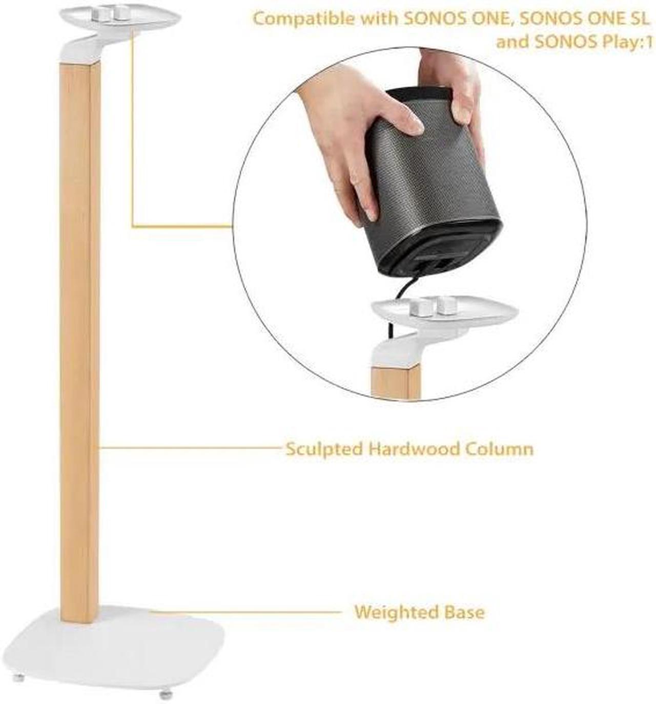 Boost Industries SB-62F Floor Speaker Stand with Hardwood Column for SONOS® ONE, SONOS® ONE SL and SONOS Play:1 (Single, White)