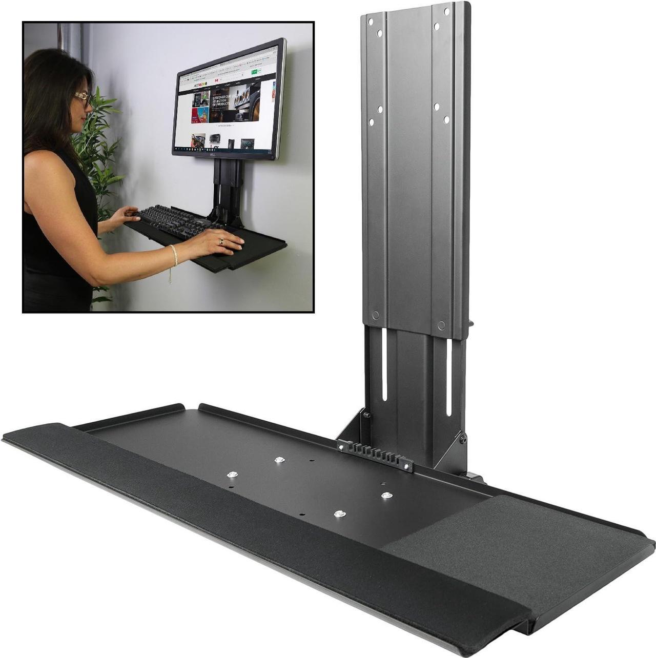 Boost Industries WM-3N1 Single VESA Compatible Height Adjustable Display Wall Mounted Workstation For 13" To 32" Screens