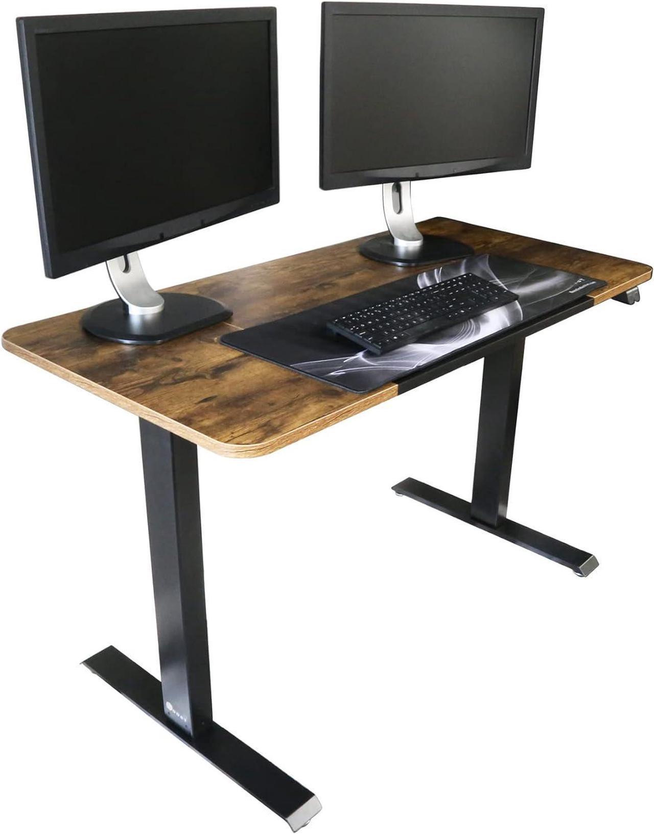 Boost FS-OD48M Floor Standing 47" Wide Four Panel Motorized Height Adjustable Office Desk (Rustic Brown/Black)