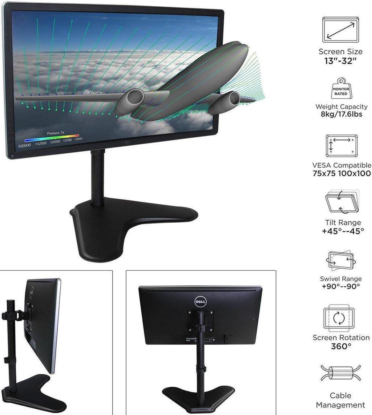 Boost Industries TM-EX10 Height Adjustable Freestanding Desktop Monitor Mount for Screens 13" to 32"