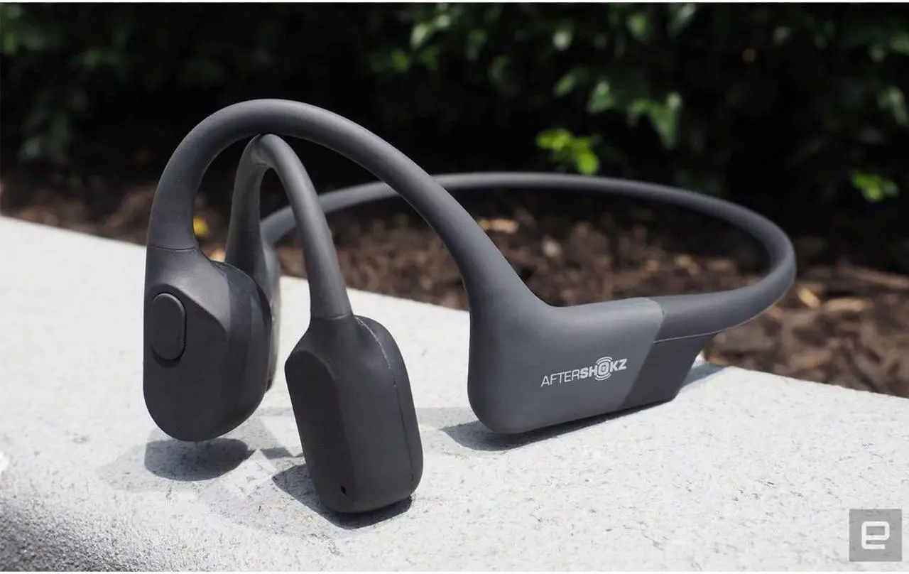 Alt view image 2 of 17 - Aftershokz Aeropex Bone Conduction Headset with Microphone (Lunar Gray)