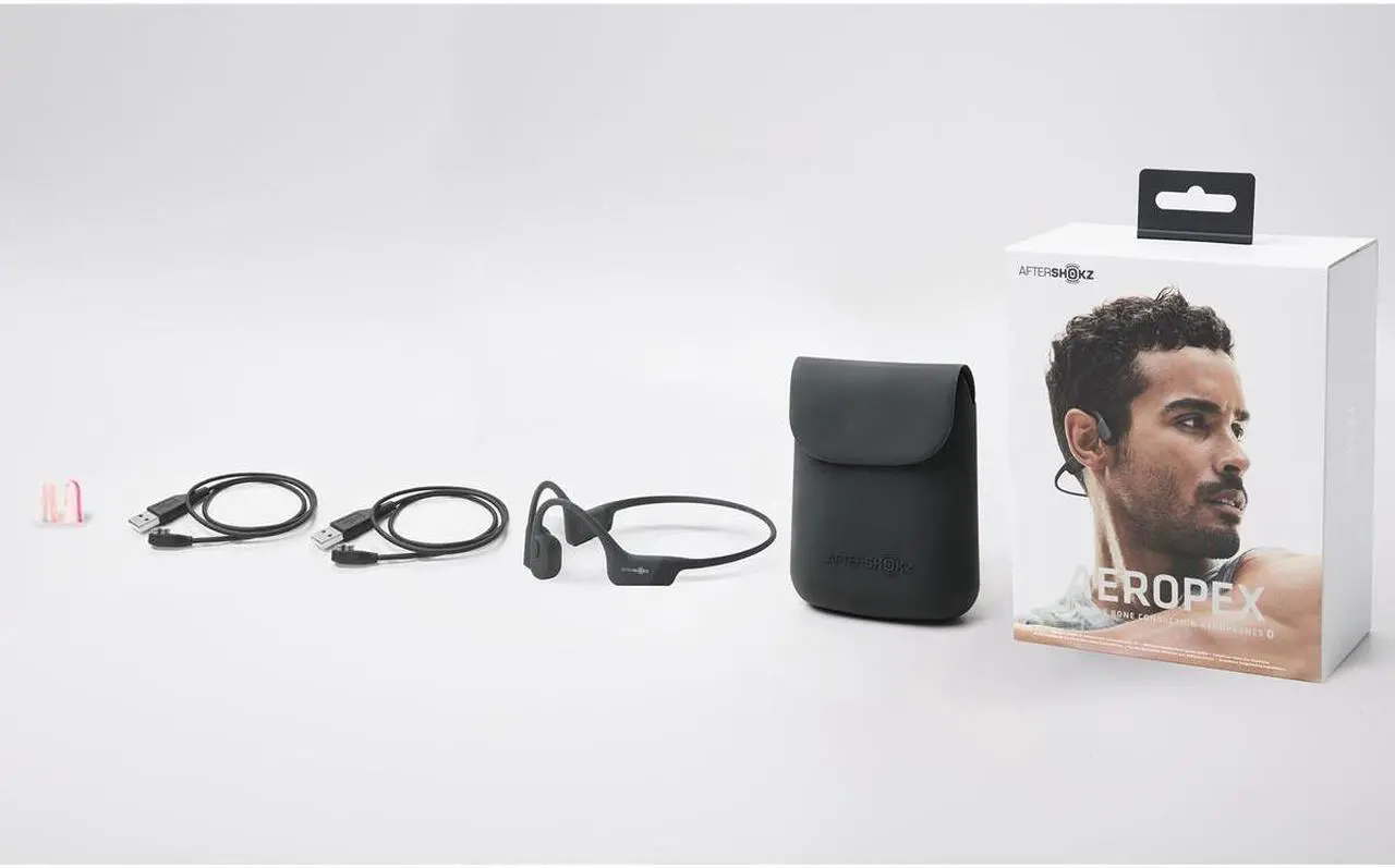 Alt view image 6 of 17 - Aftershokz Aeropex Bone Conduction Headset with Microphone (Lunar Gray)