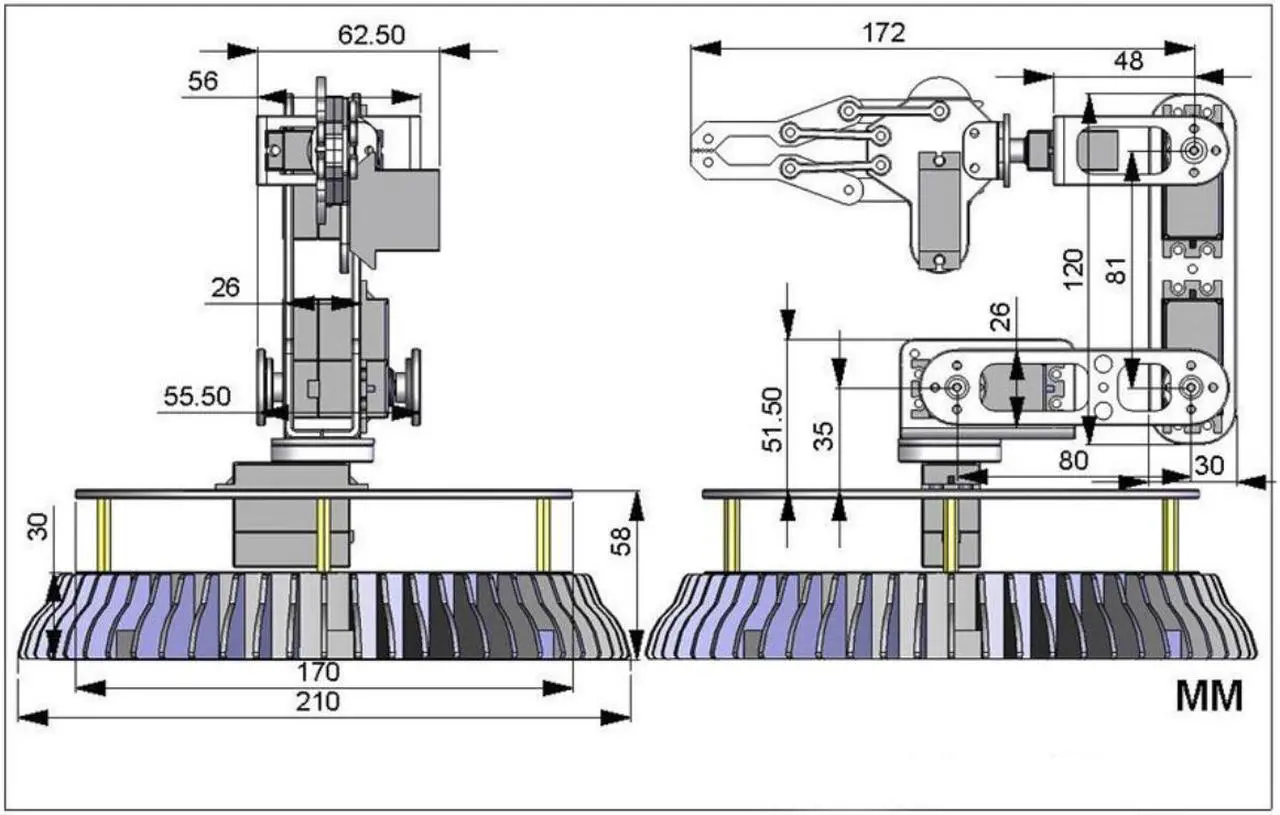 Alt view image 6 of 7 - DAGU 6DOF Robotic Arm with 6 Degrees of Freedom, Includes 6 Servos and Microcontroller