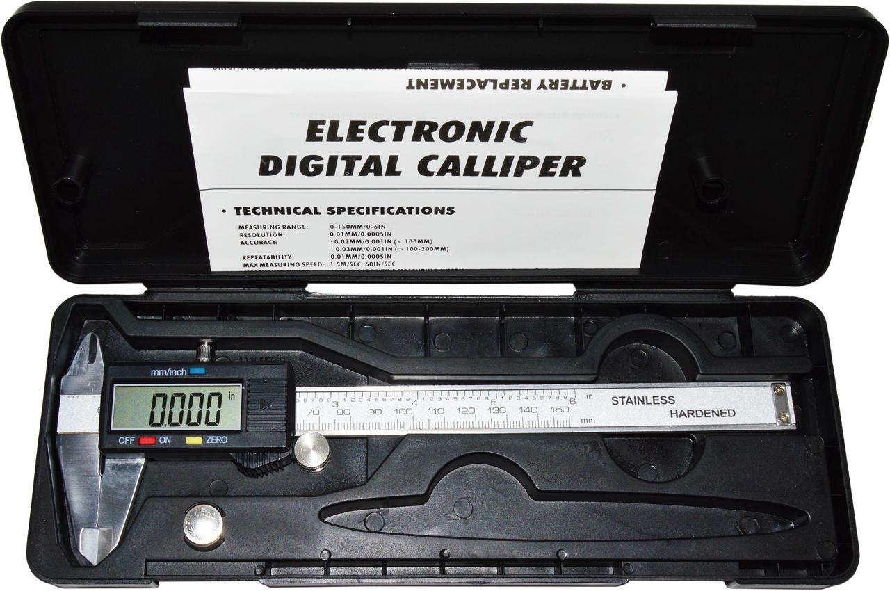 Main image of Steel 6-Inch Digital Caliper with Extra-Large LCD Screen with Battery and Case