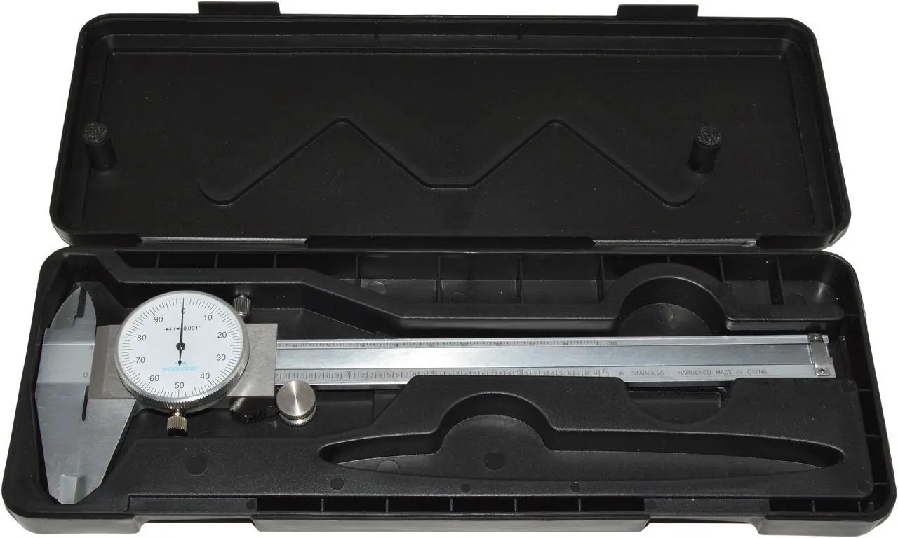 Alt view image 3 of 7 - 6" Utility Dial Caliper, 0.001" Resolution with Slide Lock, Stainless Steel Construction, Storage Case Included