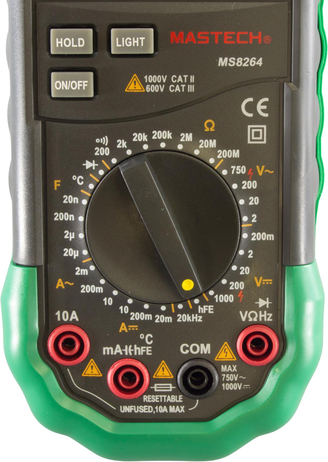 Alt view image 2 of 7 - Mastech MS8264 30-Range Digital Multimeter with Temperature Measurement, 3 1/2 Digit Backlit Display