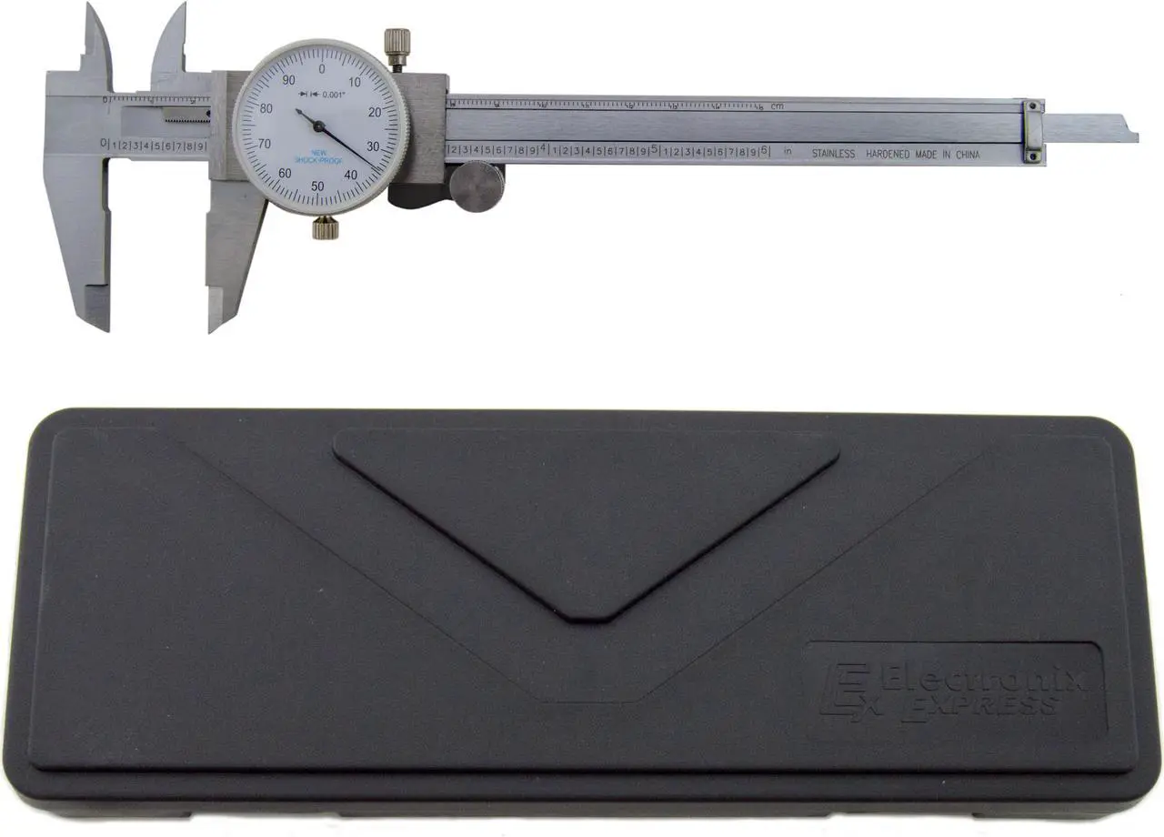 Main image of 6" Utility Dial Caliper, 0.001" Resolution with Slide Lock, Stainless Steel Construction, Storage Case Included