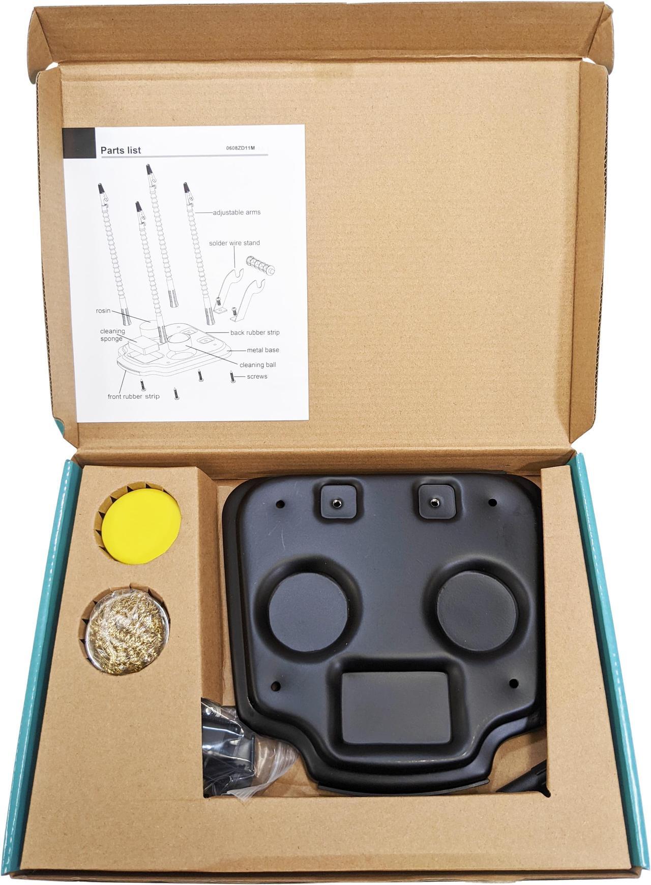 Alt view image 7 of 7 - Multifunctional Helping Hands with Gooseneck Arms, Heavy Duty Base with Solder Holder Dispenser, Brass Wire Tip Cleaning Sponge, & Soldering Flux