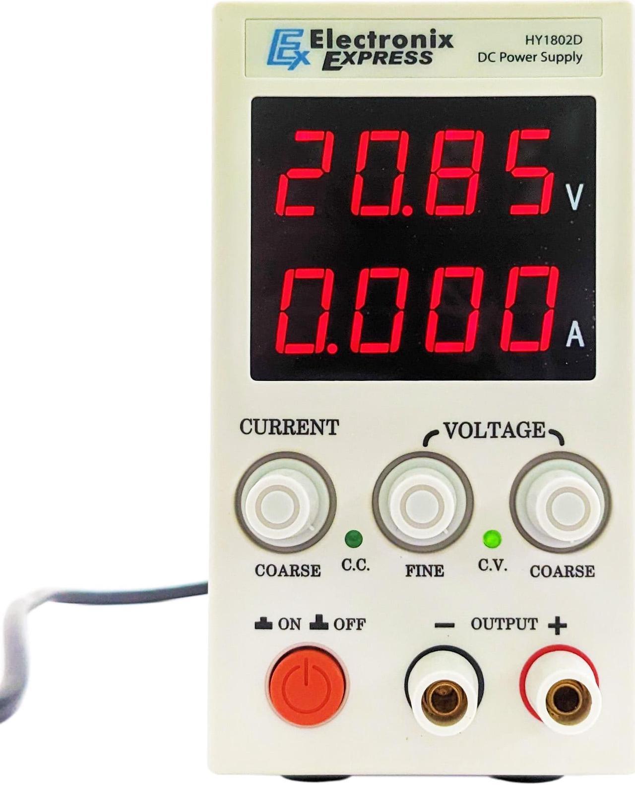 Main image of Variable DC Power Supply 0-18V, 0-2A with LED Displays, Compact & Lightweight