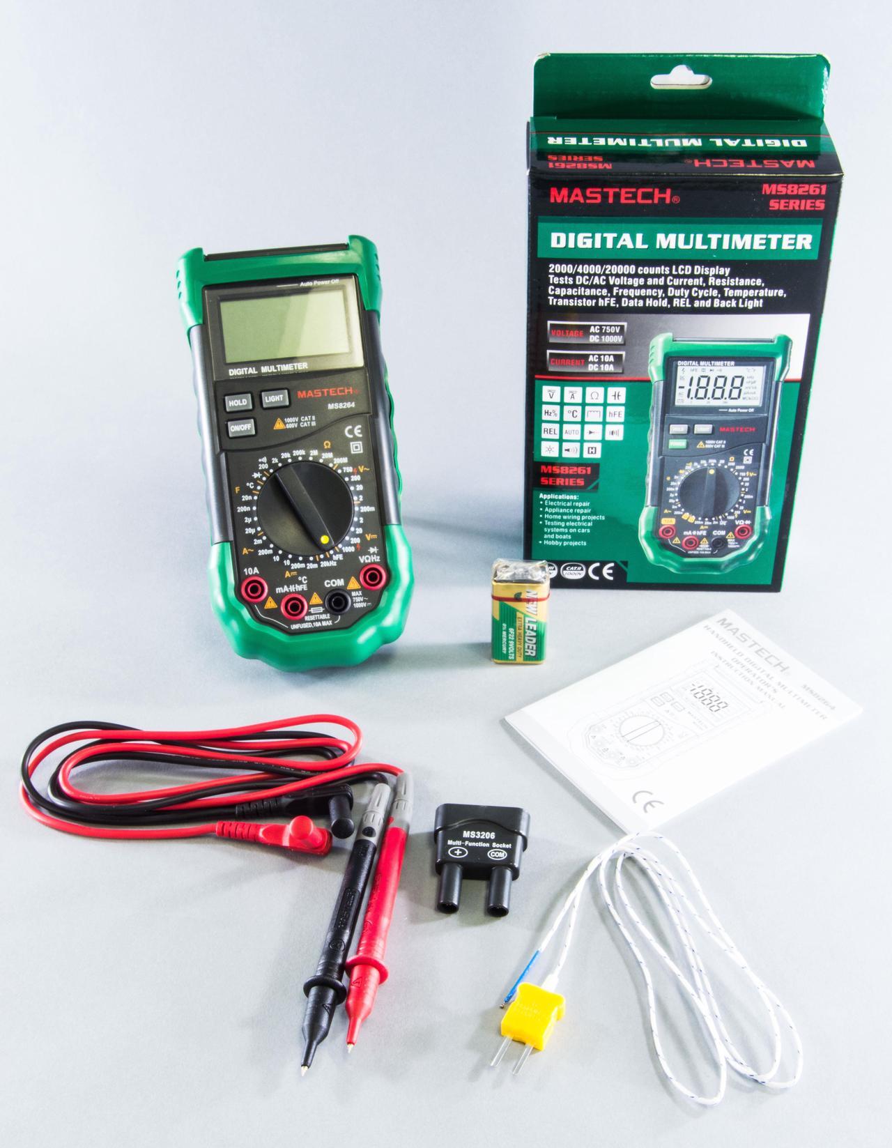 Alt view image 3 of 7 - Mastech MS8264 30-Range Digital Multimeter with Temperature Measurement, 3 1/2 Digit Backlit Display