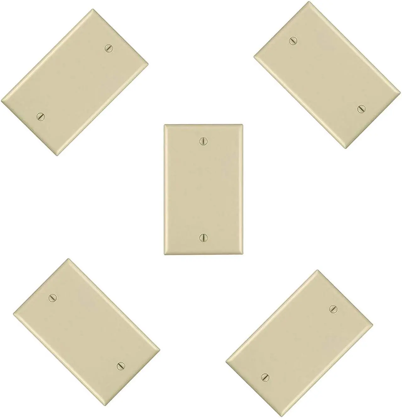 Main image of iMBAPrice Blank Wall Plate Outlet Cover for Thermoset/Box Mount/Wall Outlet/Light Switch and More - Ivory (Pack of 5)