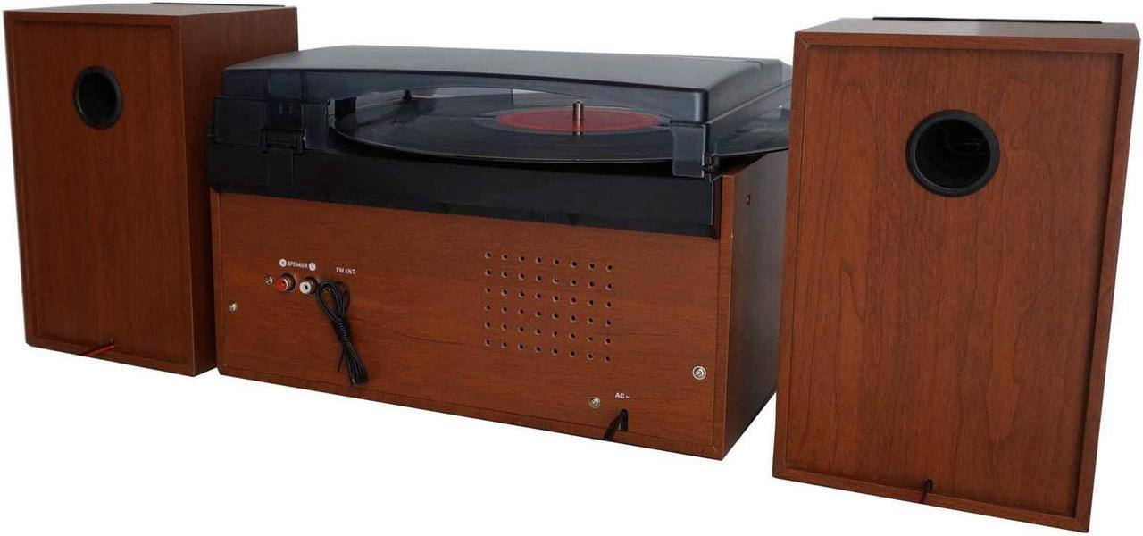 Alt view image 4 of 8 - Boytone BT-24MB Bluetooth Classic Style Record Player Turntable with AM/FM Radio, CD/Cassette Player, 2 Separate Stereo Speakers, Record from Vinyl, Radio, and Cassette to MP3, SD Slot, USB, AUX.