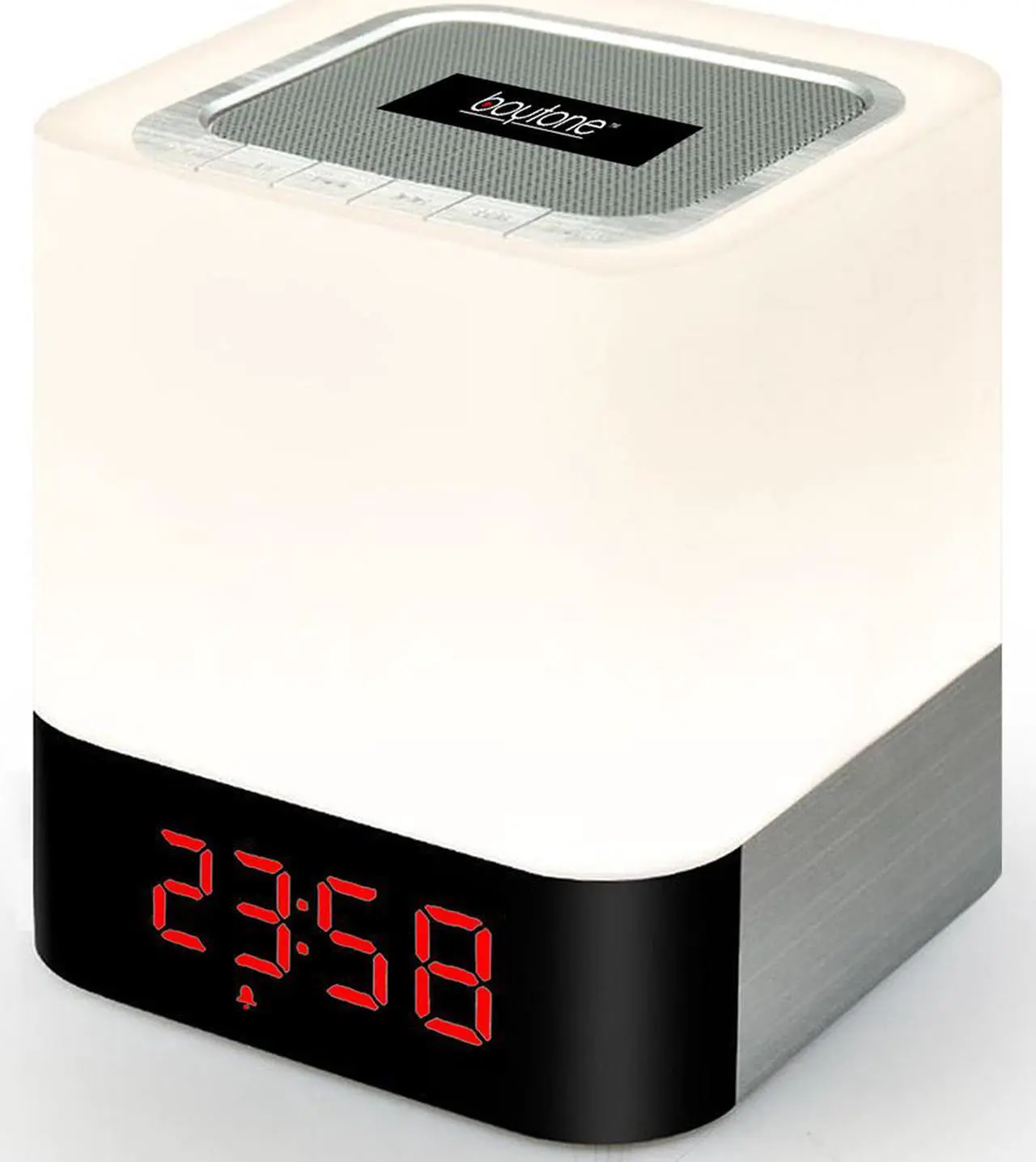 Alt view image 2 of 5 - Boytone BT-83CR Portable FM Radio Alarm Clock Wireless Bluetooth 4.1 Speaker, 3-Way Night Light Touch Lamp, Built–in 8 Hours Play Rechargeable Battery, LED, Mic, USB & Micro SD Slot, AUX, 110/220