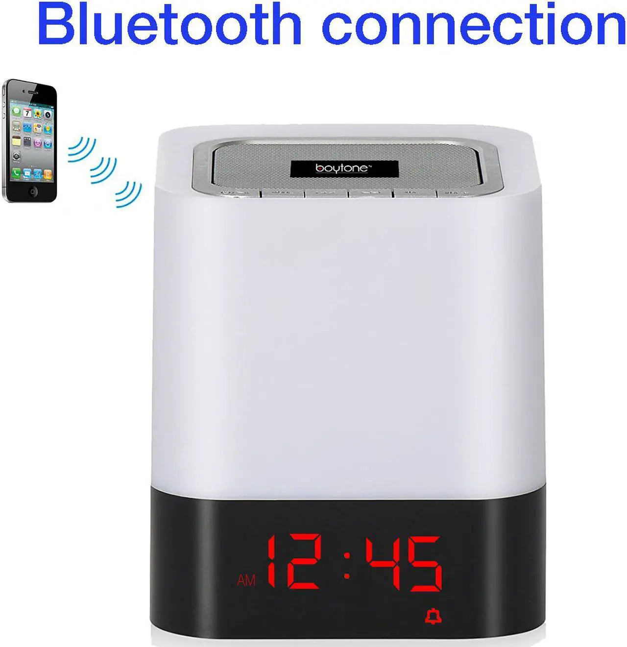 Main image of Boytone BT-83CR Portable FM Radio Alarm Clock Wireless Bluetooth 4.1 Speaker, 3-Way Night Light Touch Lamp, Built–in 8 Hours Play Rechargeable Battery, LED, Mic, USB & Micro SD Slot, AUX, 110/220