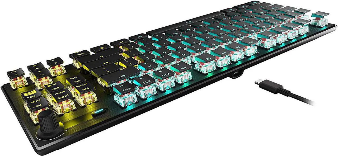 Alt view image 5 of 7 - ROCCAT Vulcan TKL Pro Tenkeyless Linear Optical Titan Switch PC Gaming Keyboard with Per-key AIMO RGB Lighting, Anodized Aluminum Top Plate, and Detachable USB-C Cable, Black