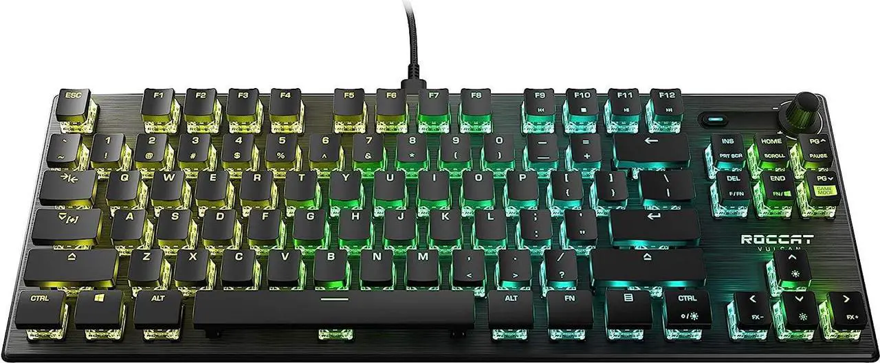 Main image of ROCCAT Vulcan TKL Pro Tenkeyless Linear Optical Titan Switch PC Gaming Keyboard with Per-key AIMO RGB Lighting, Anodized Aluminum Top Plate, and Detachable USB-C Cable, Black