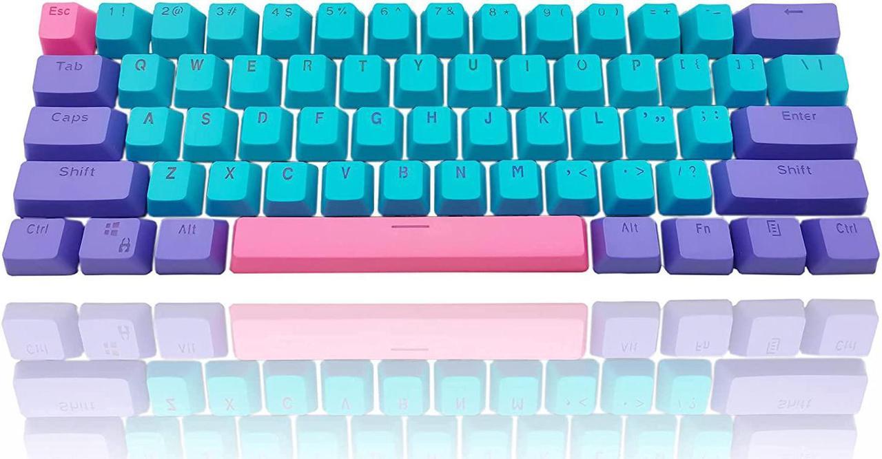 GTSP 61 Keycaps 60 Percent, Ducky One 2 Mini Keycaps for Mechanical Keyboard OEM Profile RGB PBT Keycap Set with Key Puller for Cherry MX Switches GK61/SK 61/Joker (Only keycaps) Blue