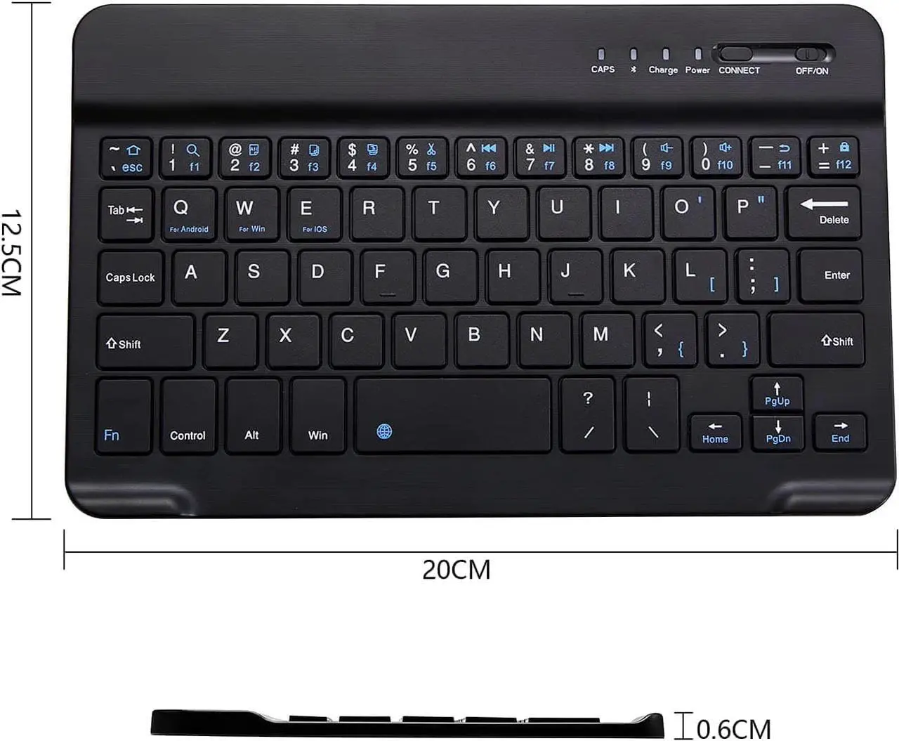 Alt view image 6 of 7 - Ultra-Slim Bluetooth Keyboard Portable Mini Wireless Keyboard Rechargeable for Apple iPad iPhone Samsung Tablet Phone Smartphone iOS Android Windows (7 inch Black)