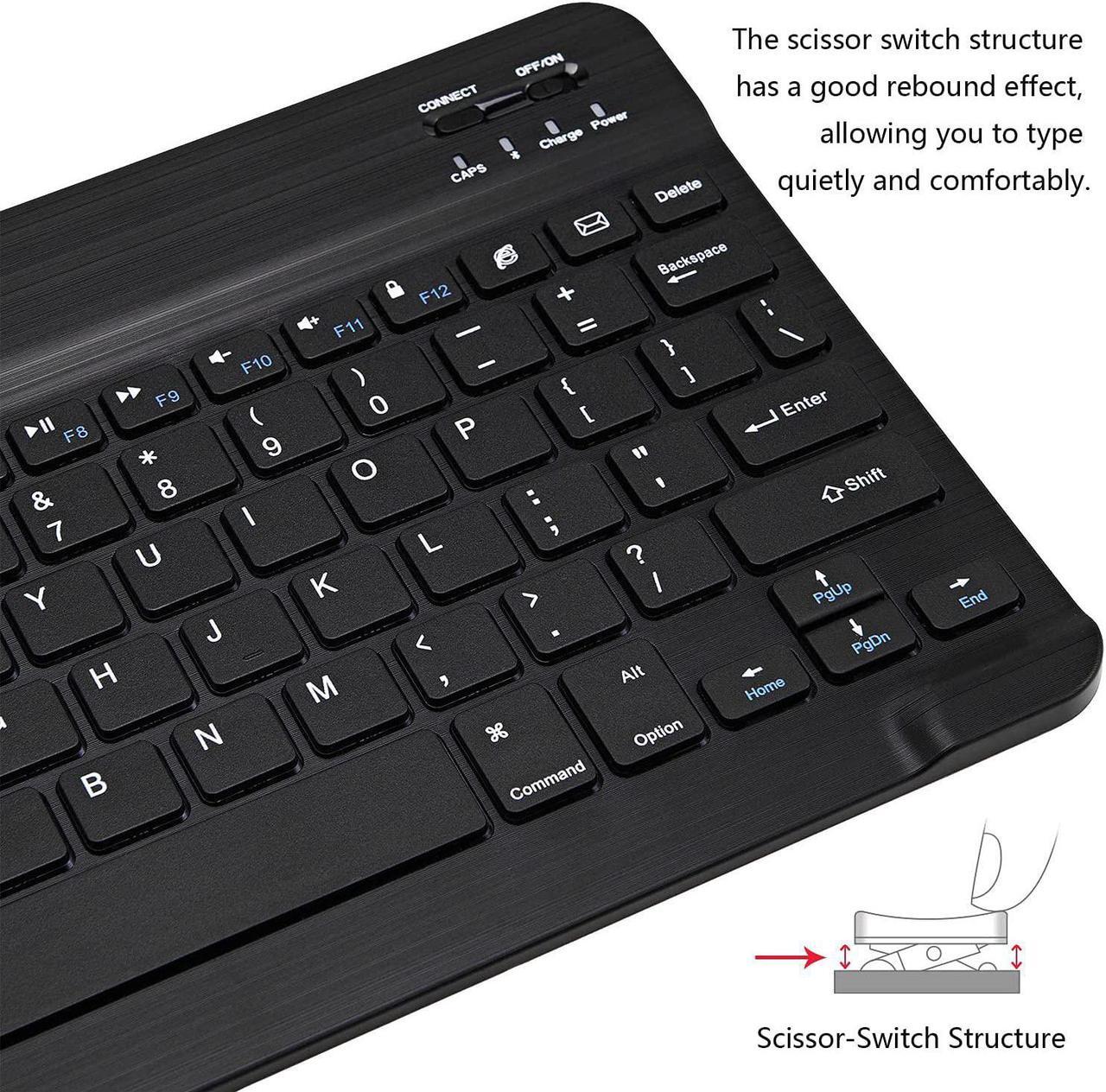 Alt view image 4 of 7 - Ultra-Slim Bluetooth Keyboard and Mouse Combo Rechargeable Portable Wireless Keyboard Mouse Set for Apple iPad iPhone iOS 13 and Above Samsung Tablet Phone Smartphone Android Windows (Black)