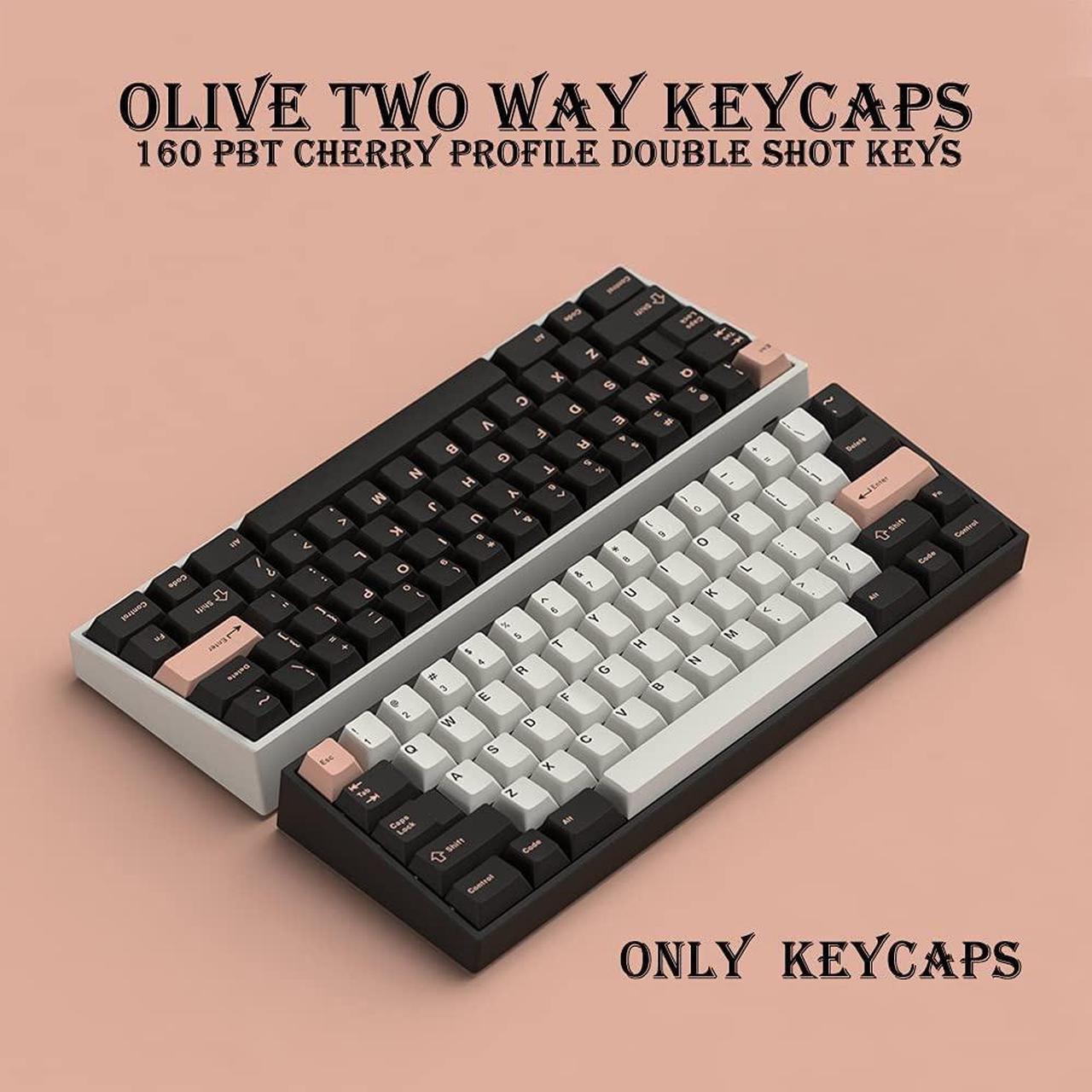 Alt view image 2 of 6 - PBT Keycaps 155 Doubleshot Keys Cherry Profile Thick PBT Olive for Cherry MX Switch Mechanical Keyboards(Dark Olivia)