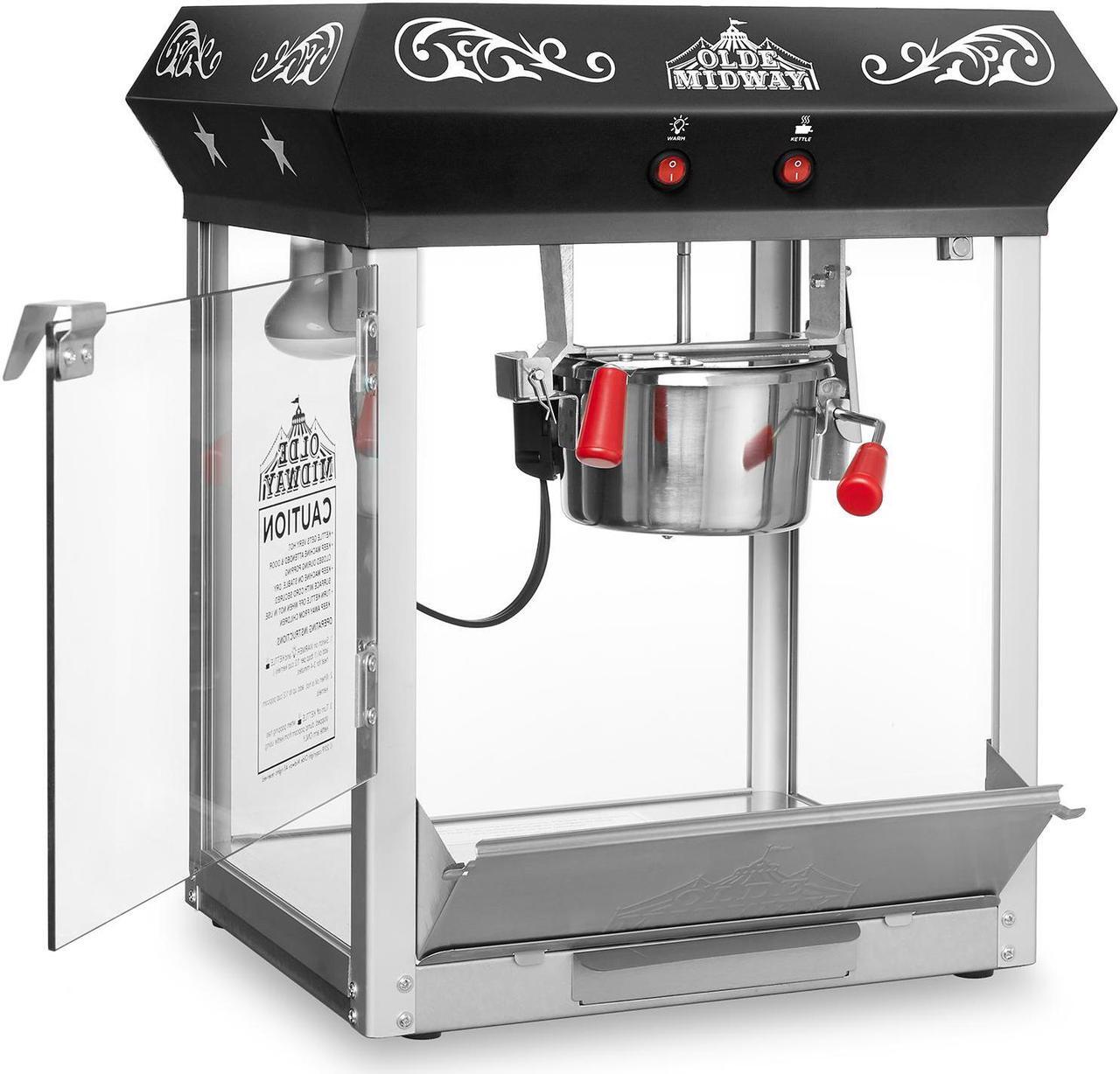 Alt view image 3 of 7 - Olde Midway Bar Style Popcorn Machine Maker Popper with 6-Ounce Kettle - Black