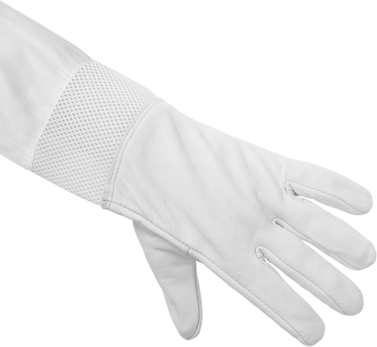 Alt view image 3 of 6 - Honey Keeper Beekeeping Gloves, Medium - Goatskin Leather with Ventilated Canvas Sleeve and Elastic Cuff
