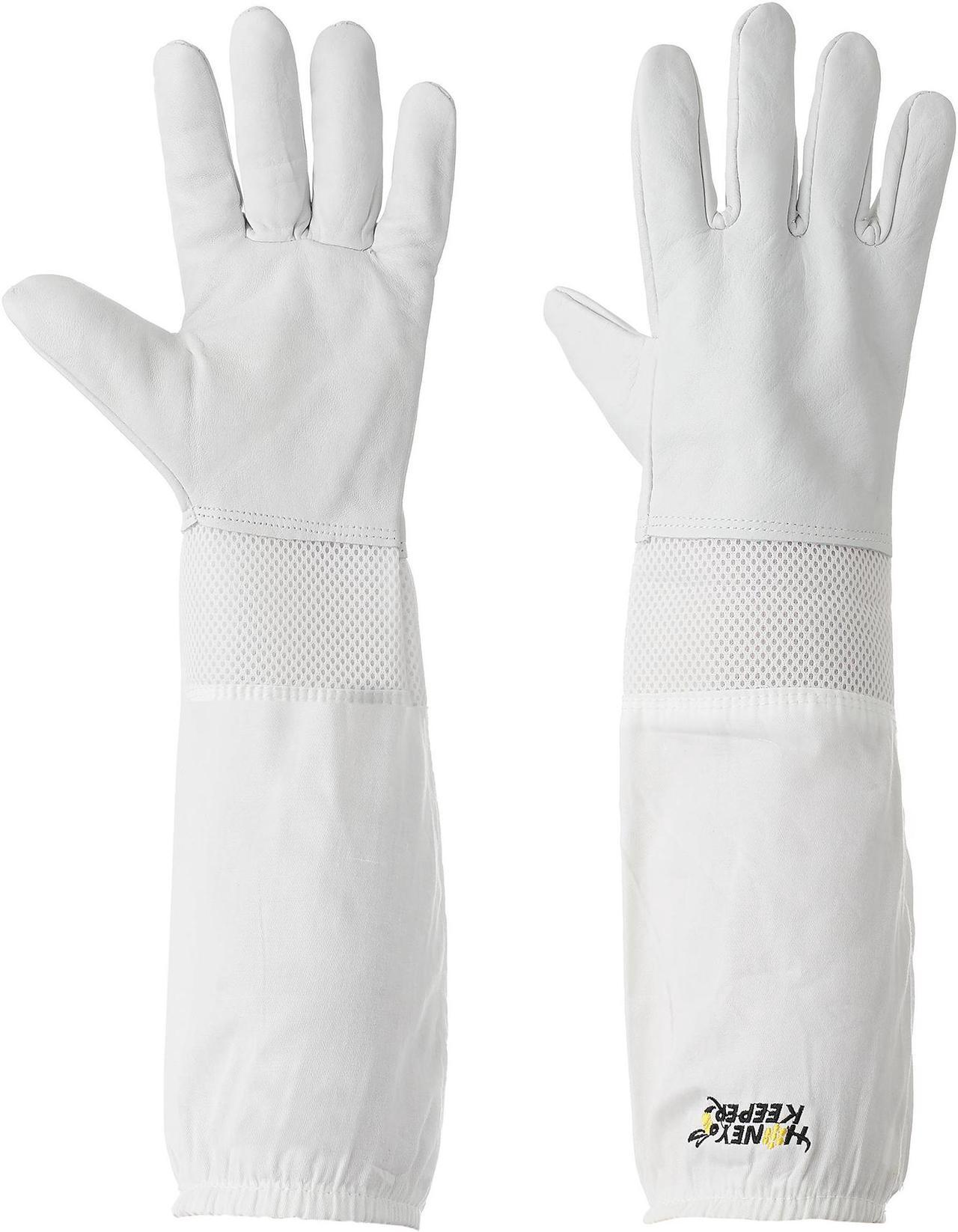 Alt view image 2 of 6 - Honey Keeper Beekeeping Gloves, Medium - Goatskin Leather with Ventilated Canvas Sleeve and Elastic Cuff