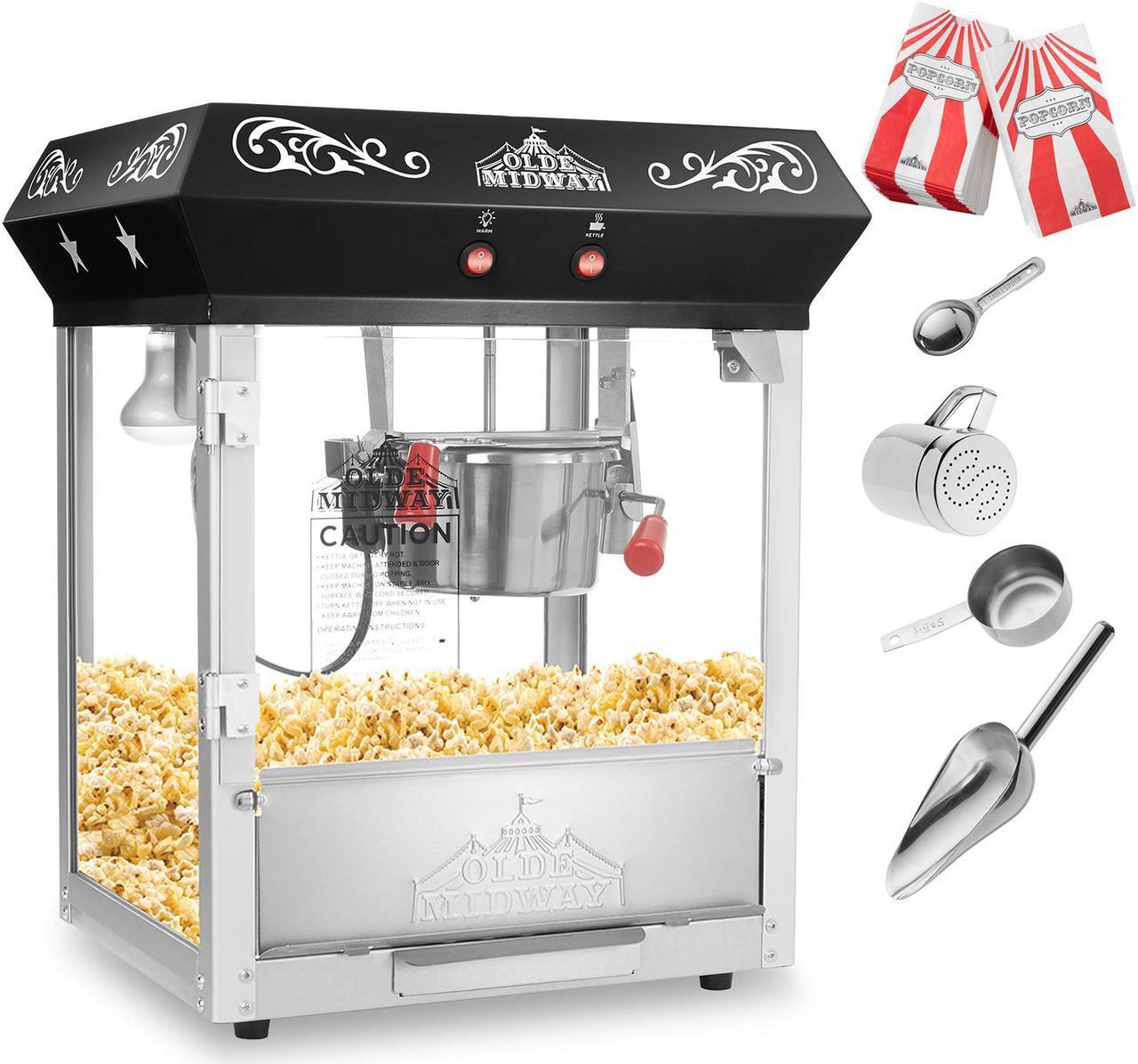Alt view image 2 of 7 - Olde Midway Bar Style Popcorn Machine Maker Popper with 6-Ounce Kettle - Black